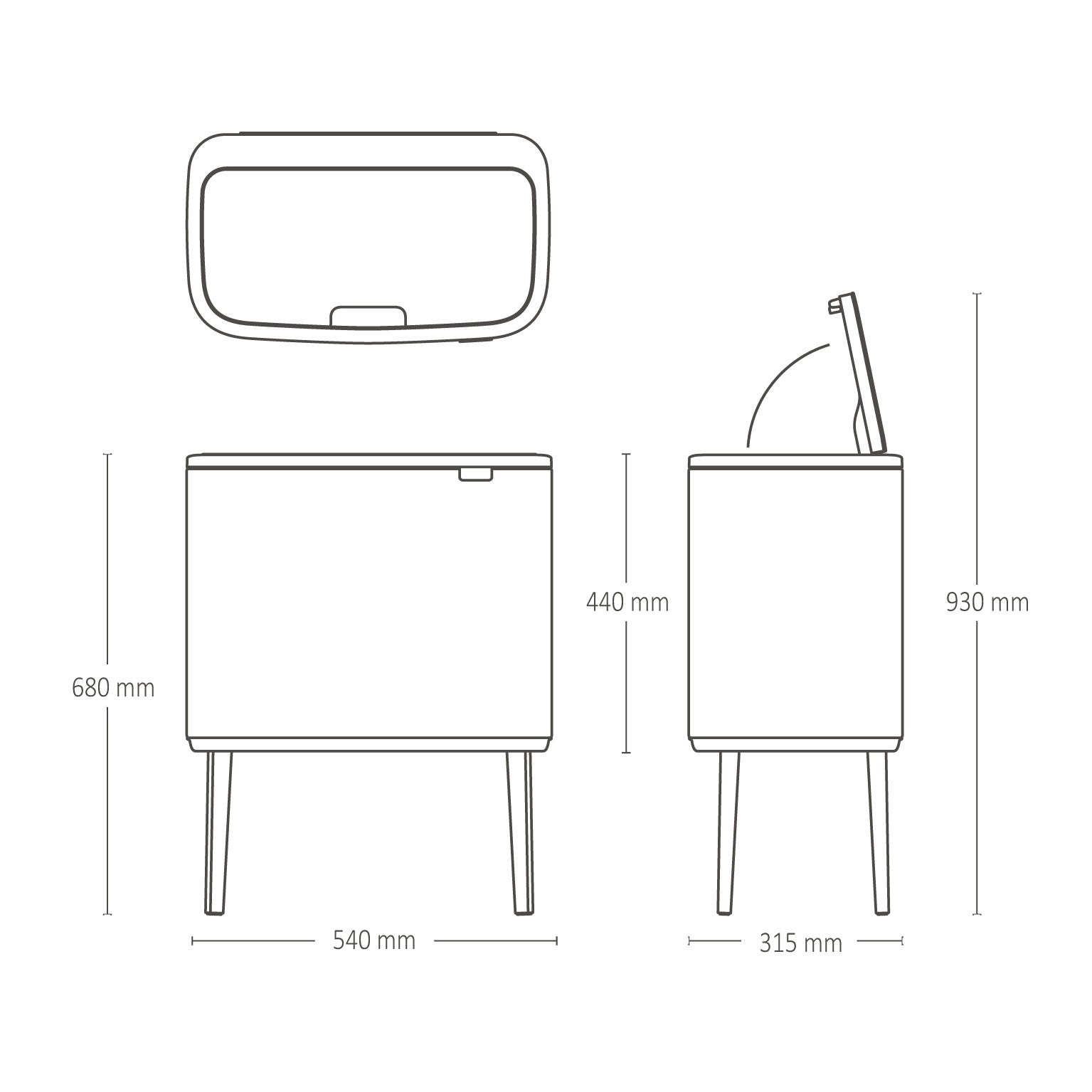 Brabantia Bo Touch Bin Afvalemmer 11 + 23 L - Soft Beige
