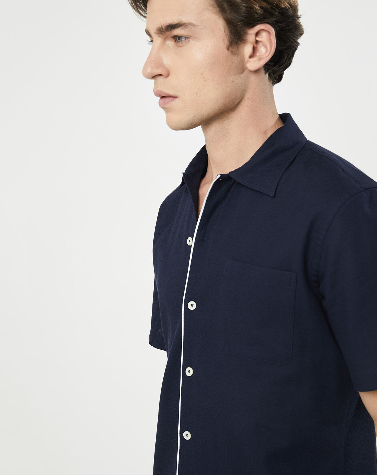 Hackett London Chemise texturée Slim Fit rib gorg bleu marine