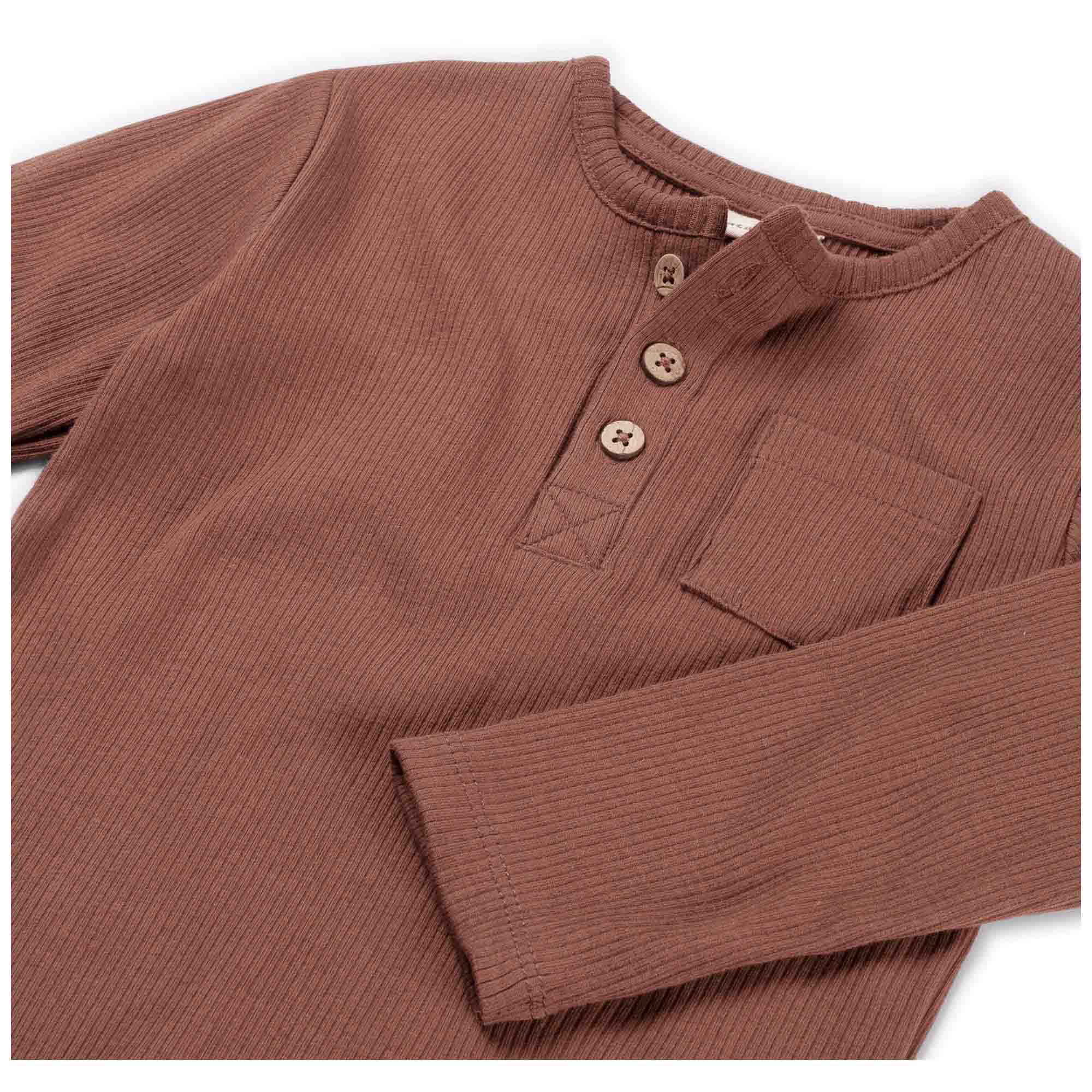 Prénatal baby shirt lange mouwen effen bruin