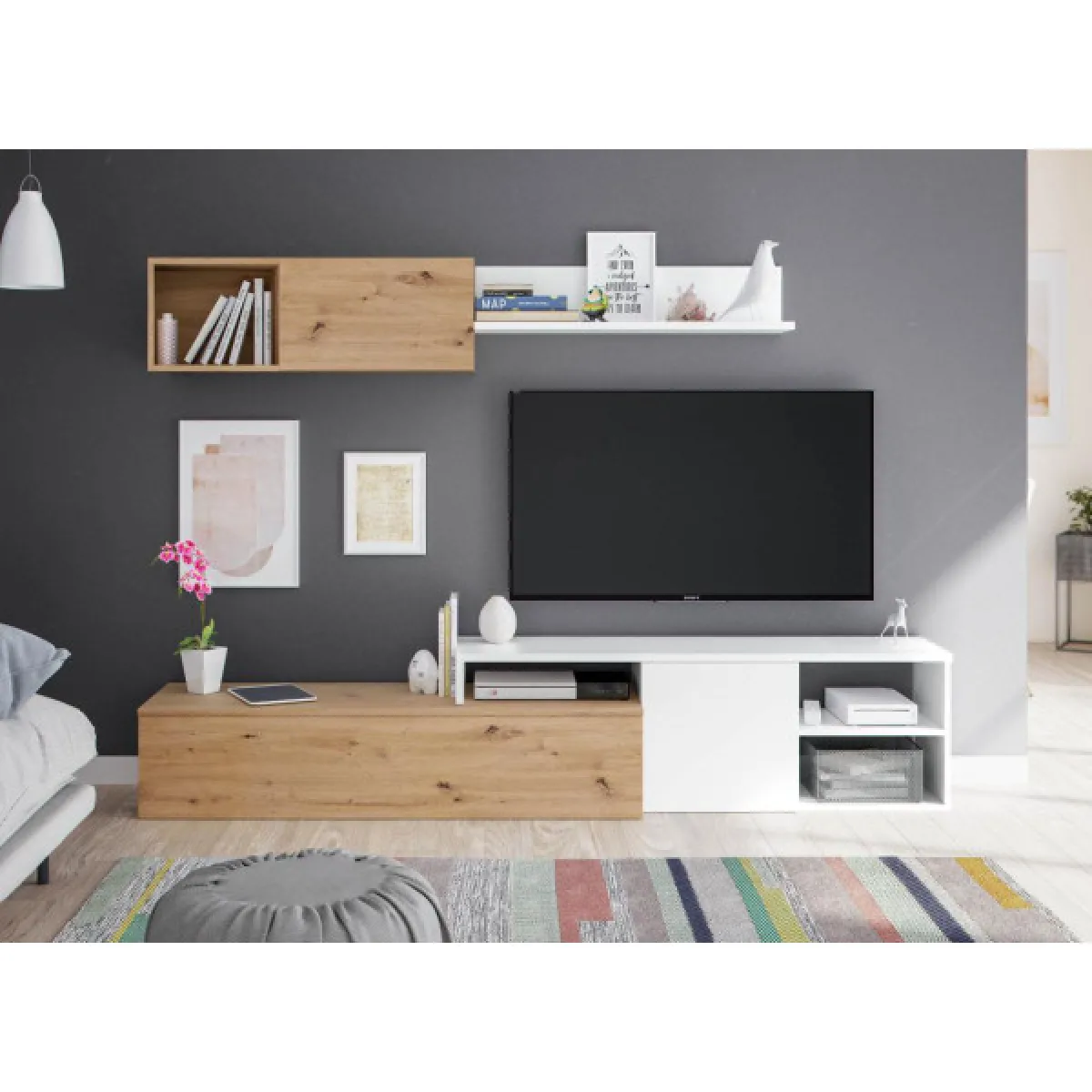 dansmamaison Meuble TV avec étagère - TOZA