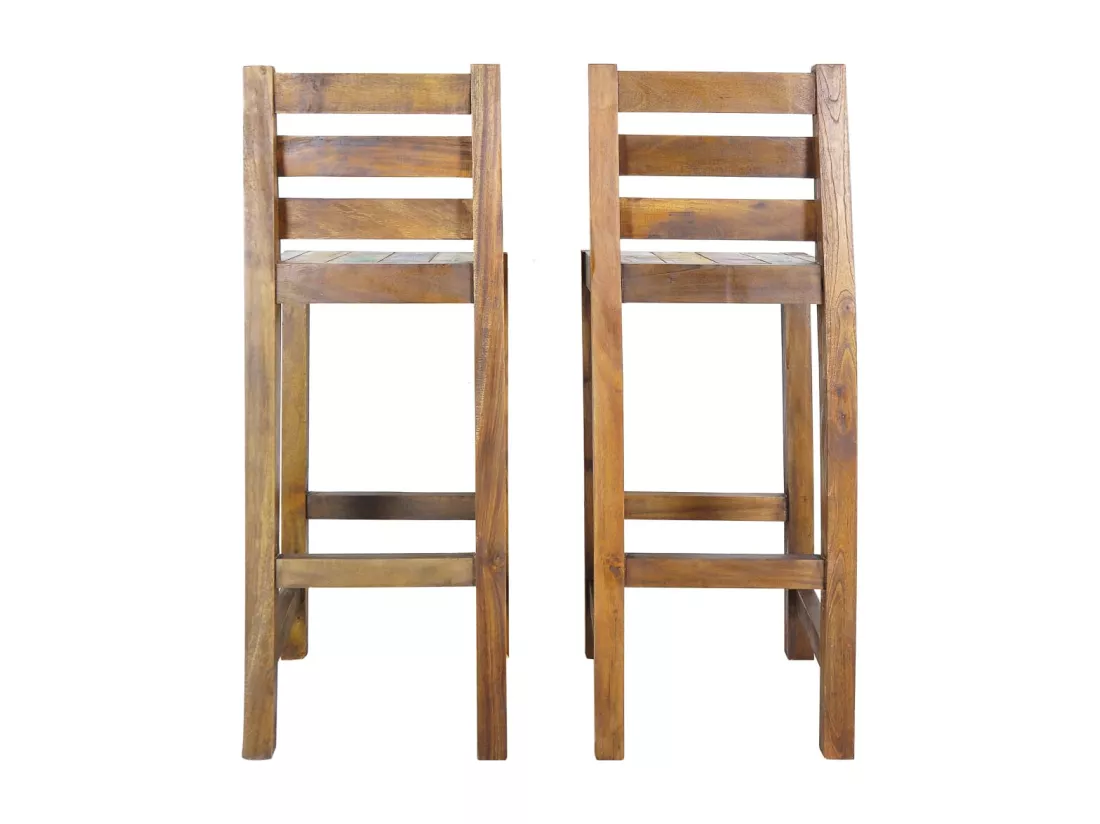 Tabourets de bar lot de 2 bois massif de récupération