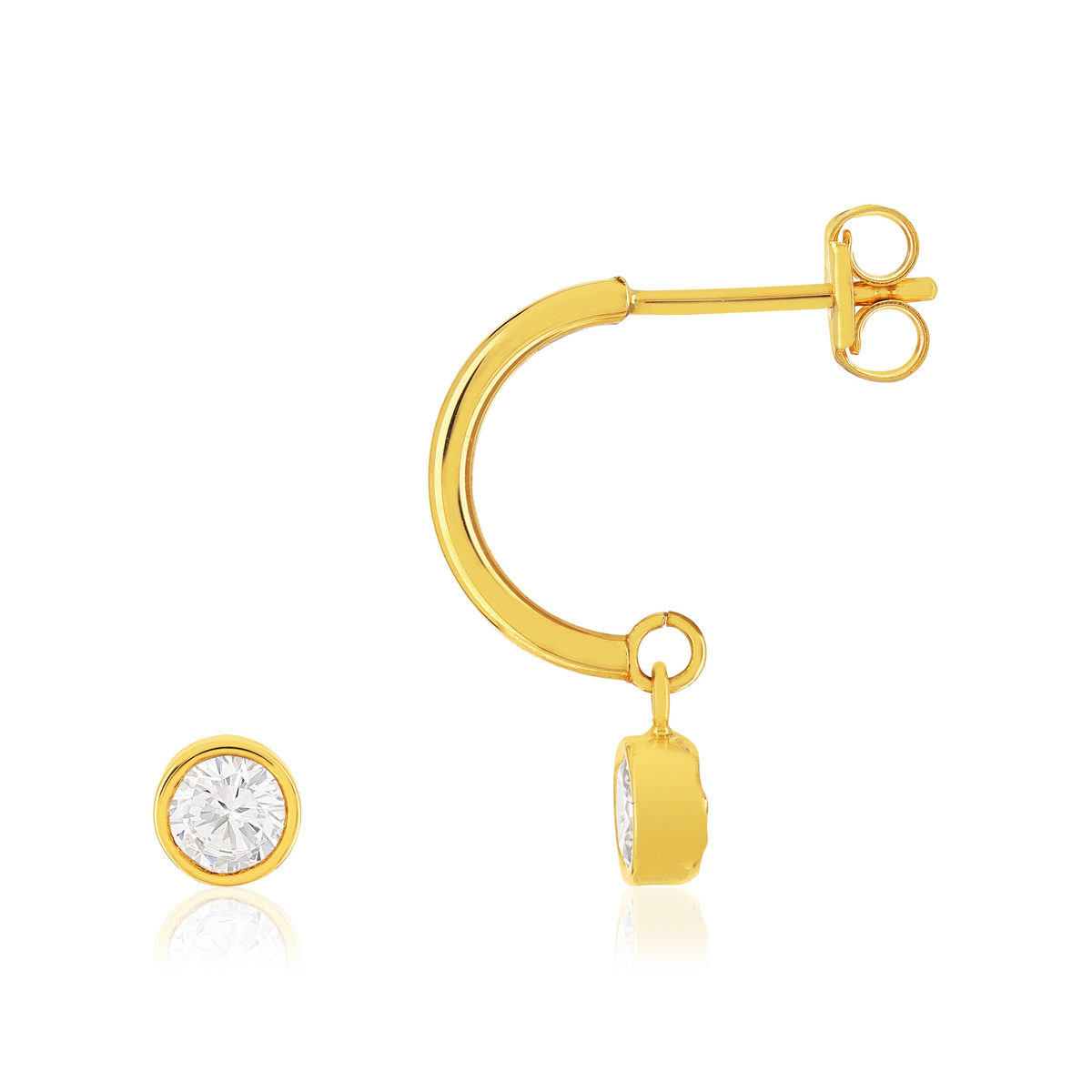 Boucles d'oreilles or 375 jaune zirconias