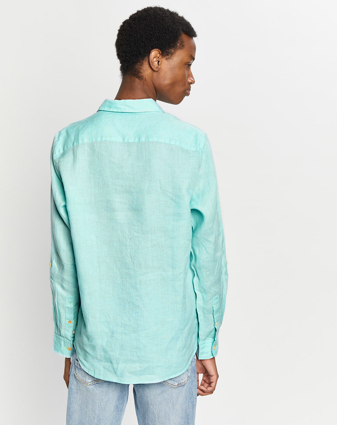 Scotch & Soda Chemise 100% Lin Regular Fit Garment Dyed vert d'eau