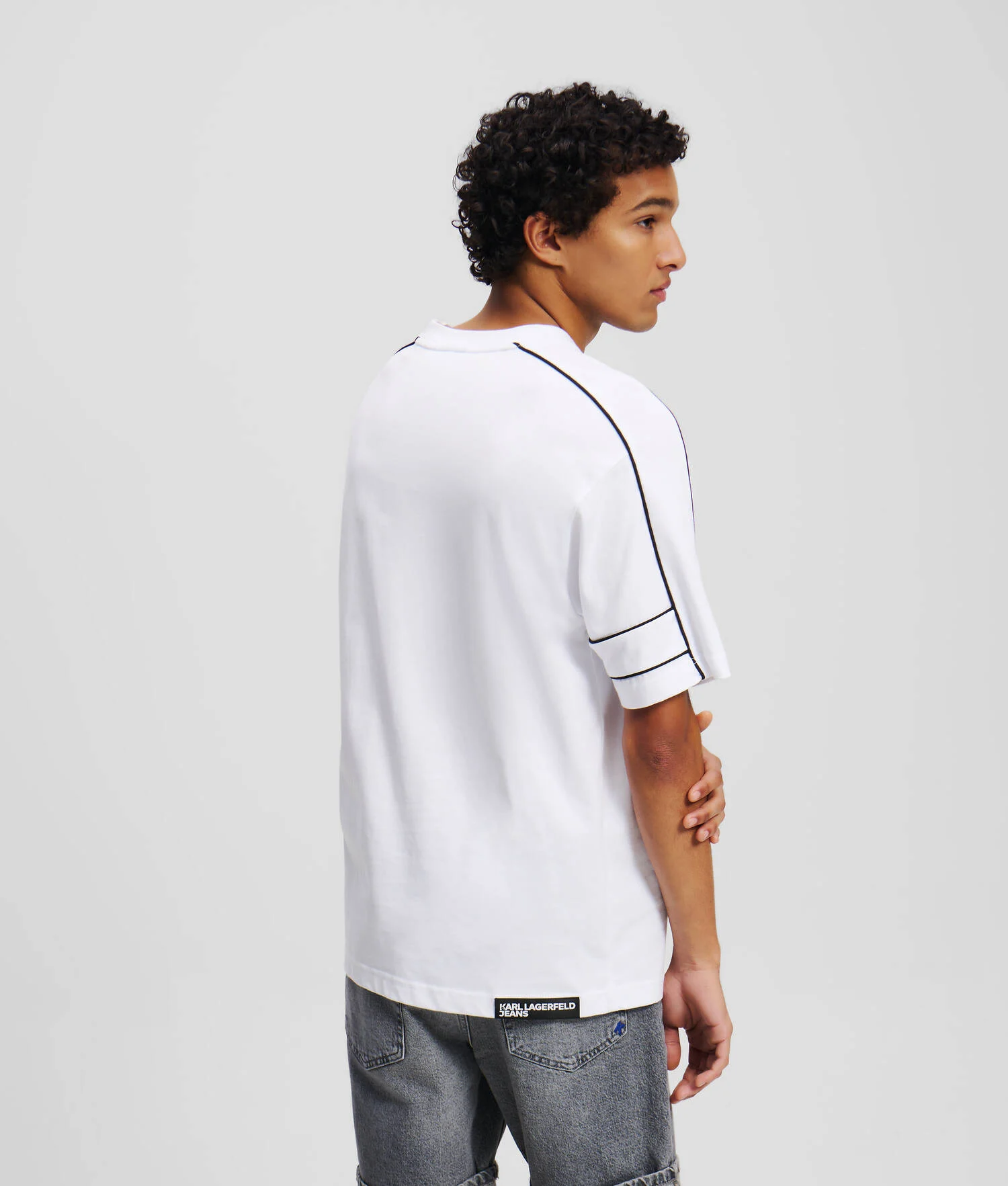 T-SHIRT À PASSEPOIL - Blanc