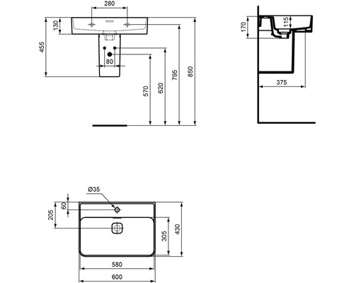 Ideal Standard Strada II wastafel 60 x 43 cm glanzend wit T300001