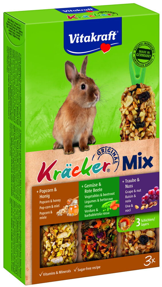 Vitakraft Kräcker met multivitamine - Konijnensnack - 3 Stuks - groente, fruit