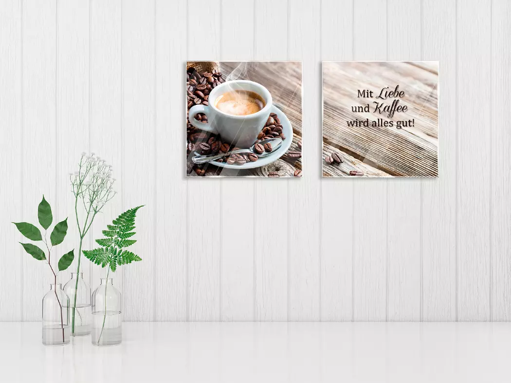 Glasbild 2tlg. Liebe und Kaffee