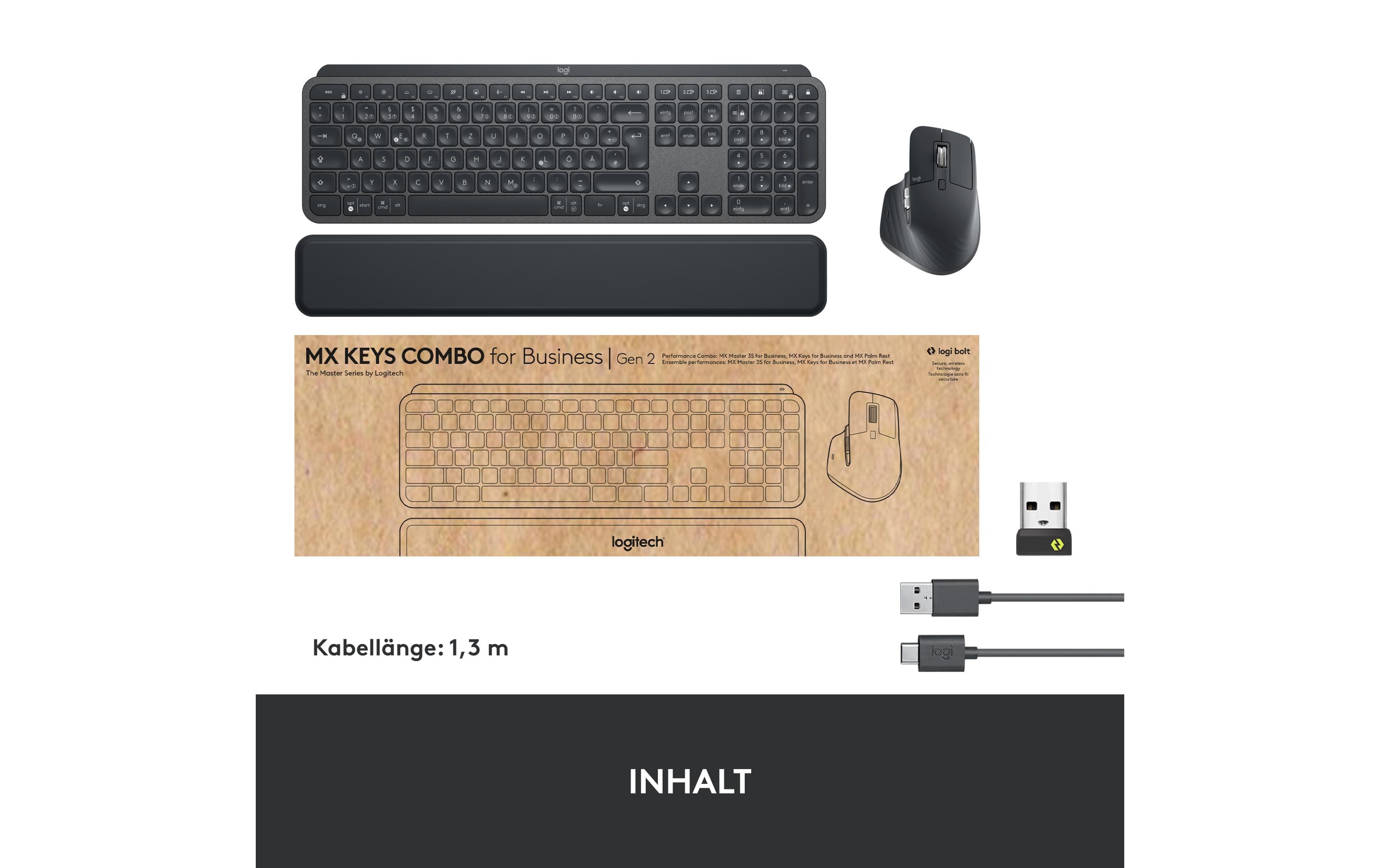 Tastatur-Maus-Set MX Keys Combo for Business 2. Gen<br>Kabelloses Tastatur- und Maus-Set für Benutzer mit hohen Workflow-Anforderungen