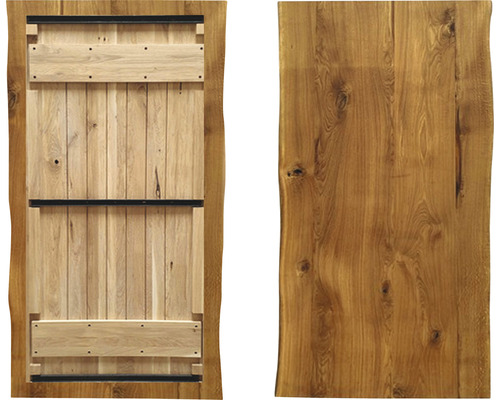 Tafelblad van geolied eikenhout met natuurlijke rand, 1800x900x40 mm