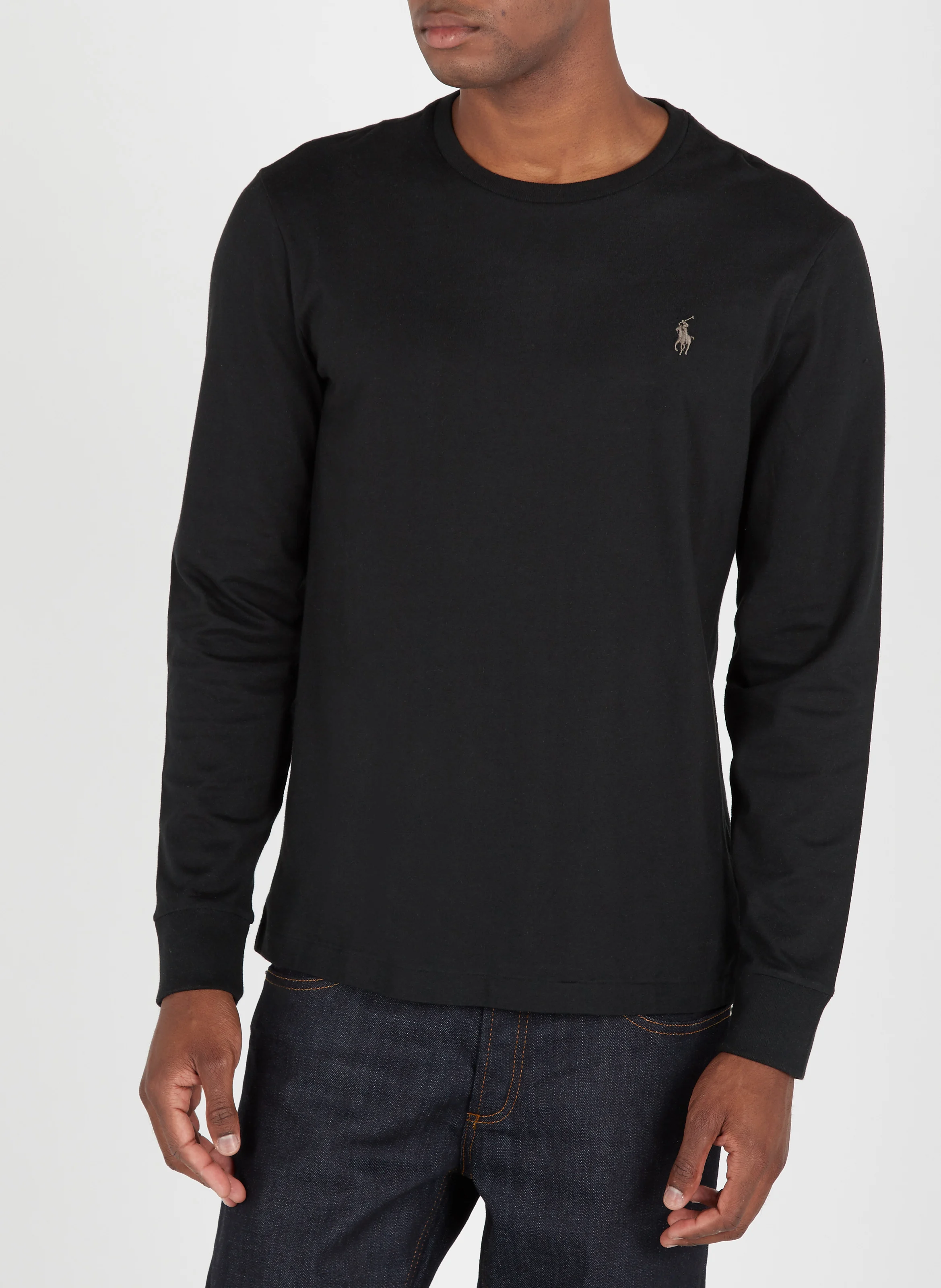 Tee-shirt col rond slim-fit en coton | Noir