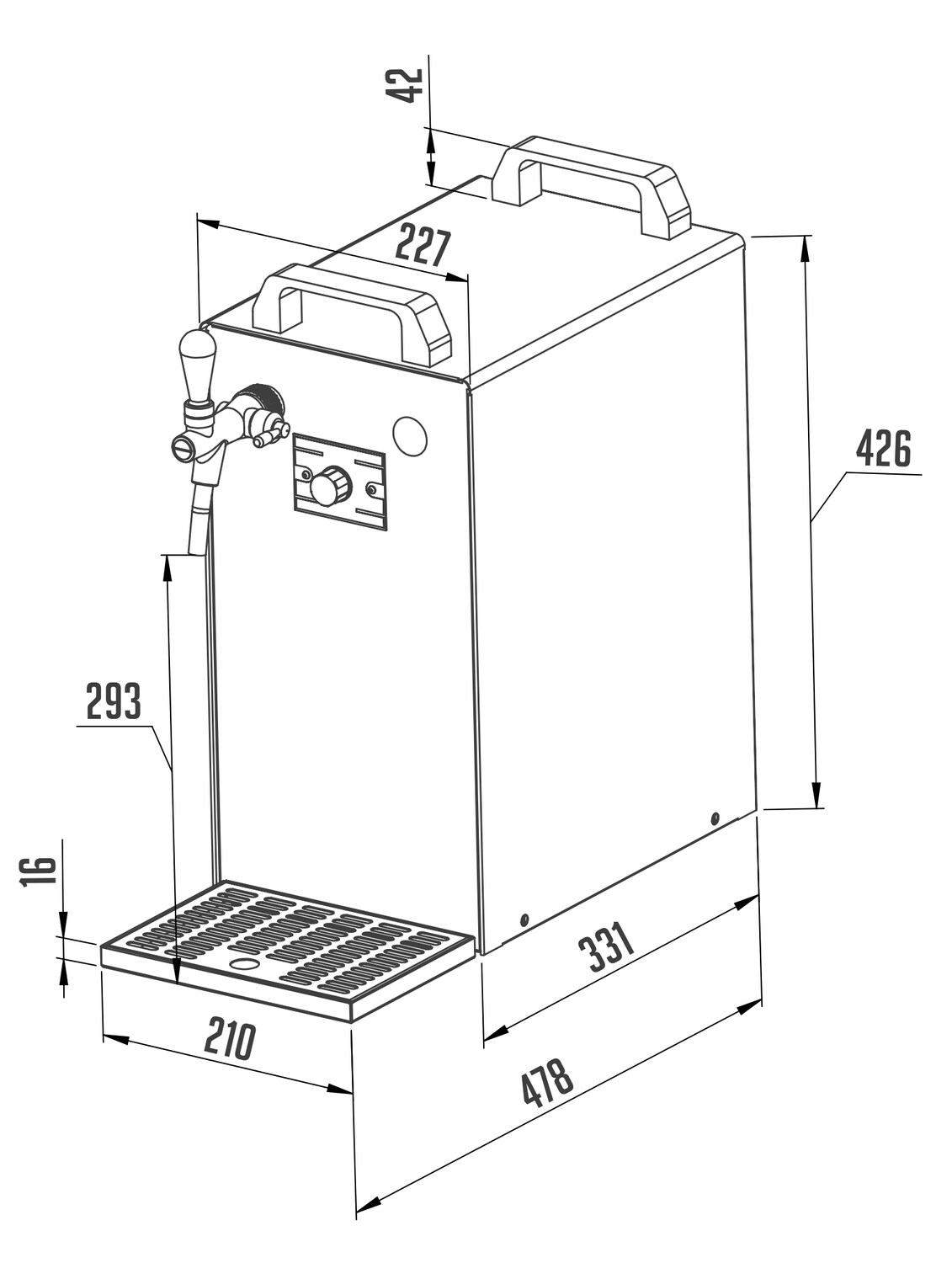 Zapfanlage K 40 Bierzapfanlage 1-leitig Bier Durchlaufkühler, Bierzapfanlage, Trockenkühler, 50 Liter/h, Green Line