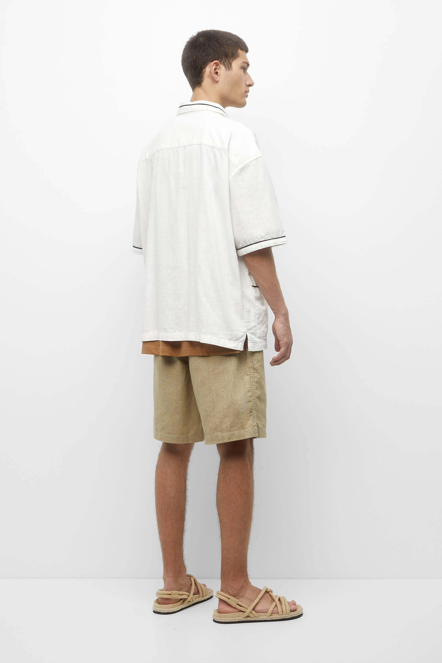 Camisa de pijama de manga curta, cor bordô - branco-sujo