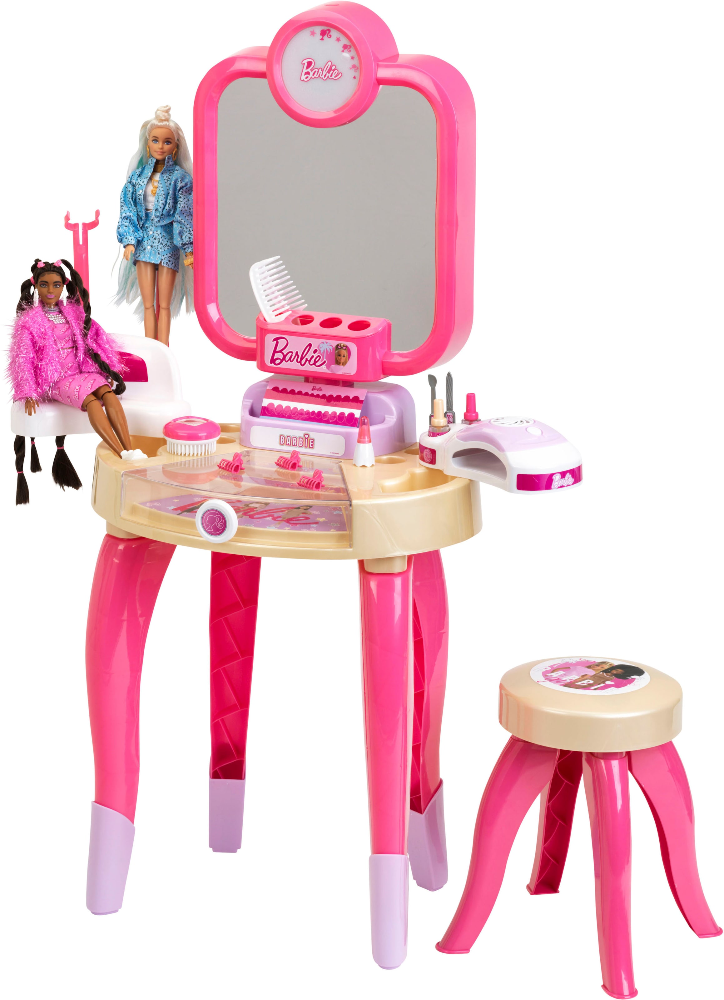 Klein Schminktisch »Barbie Schönheitsstudio,  Happy Vibes« mit Hocker; Lichtfunktion