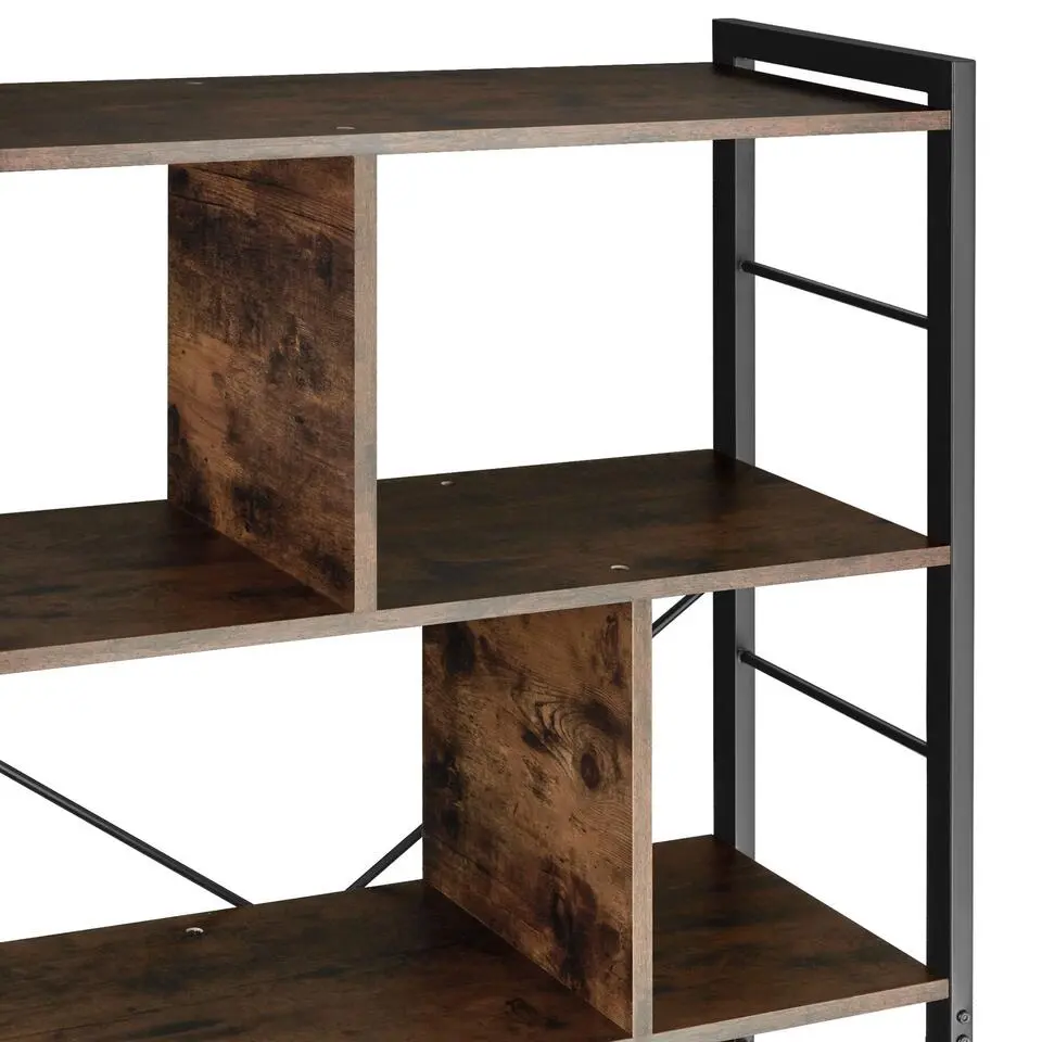 tectake Wandkast Charleston 75.5x30x155cm, Industrieel Hout Donker, Rustiek