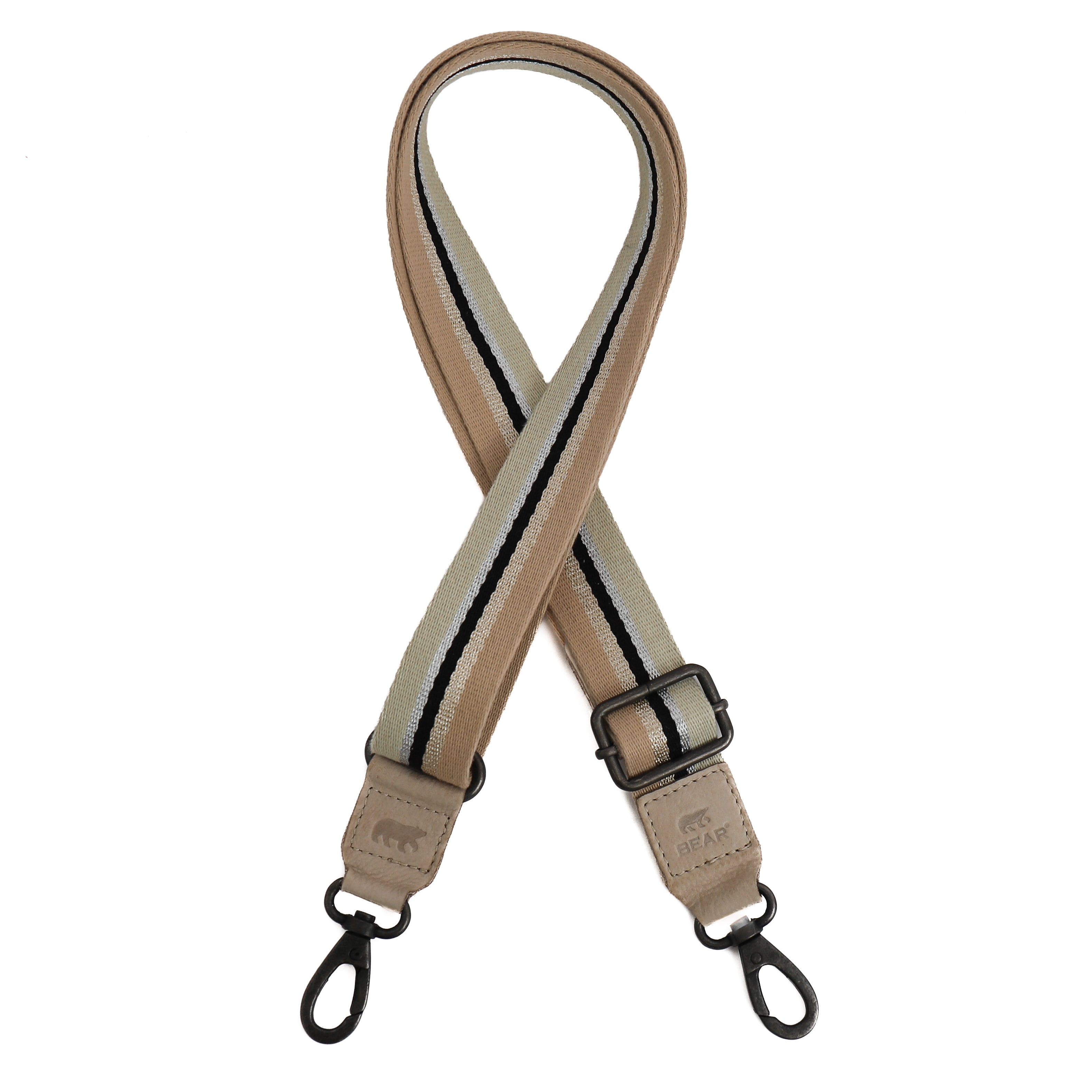 Bag strap 'Stripe' beige/glitter Zwart