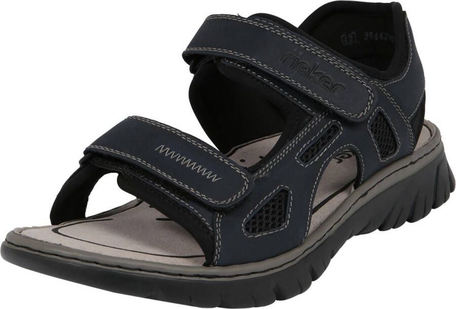 Rieker Zwarte synthetische sliders met comfortabel voetbed en klittenbandsluiting Black