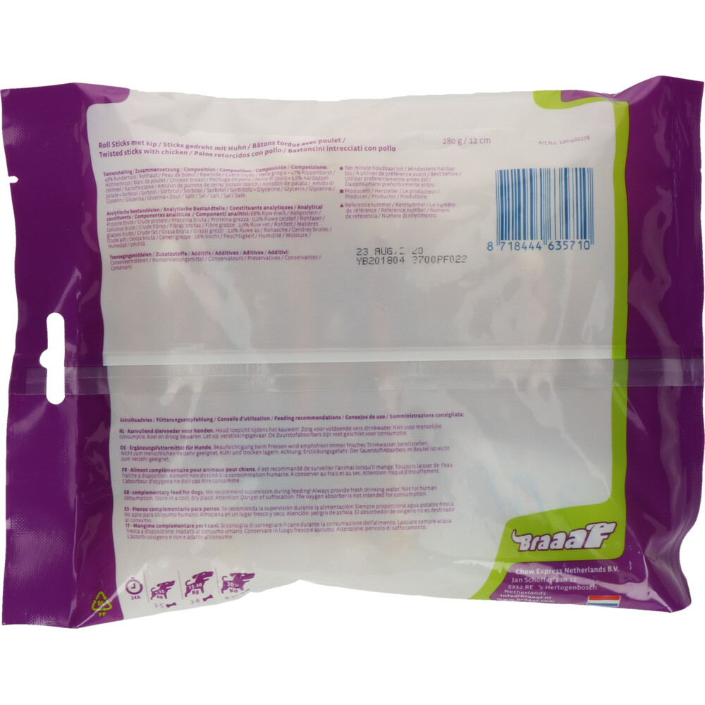 2x Braaaf Rol Sticks Kip 12,5 cm300 gr