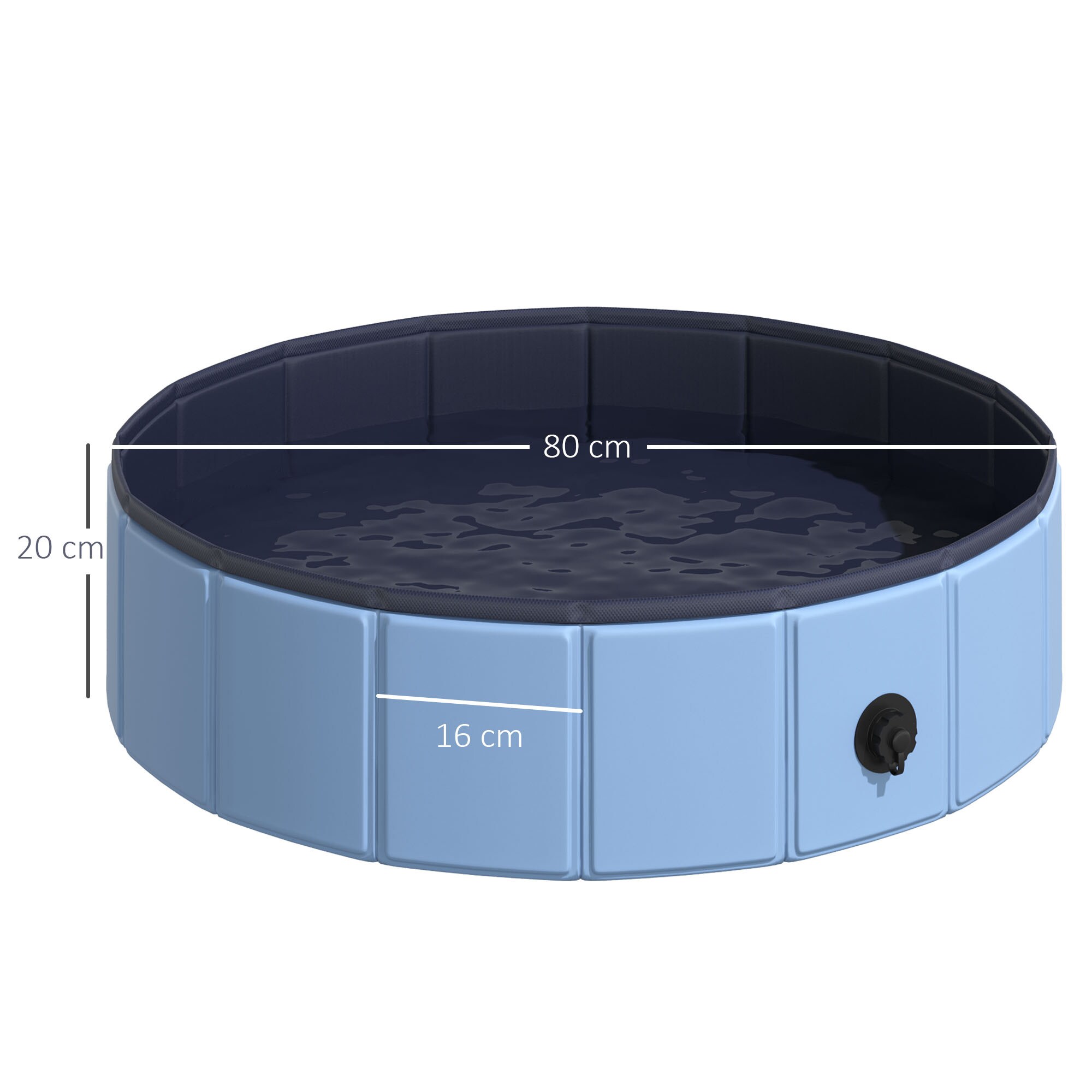PawHut Hundebadewanne mit Wasserablassventil blau 80 x 20 cm (ØxH)