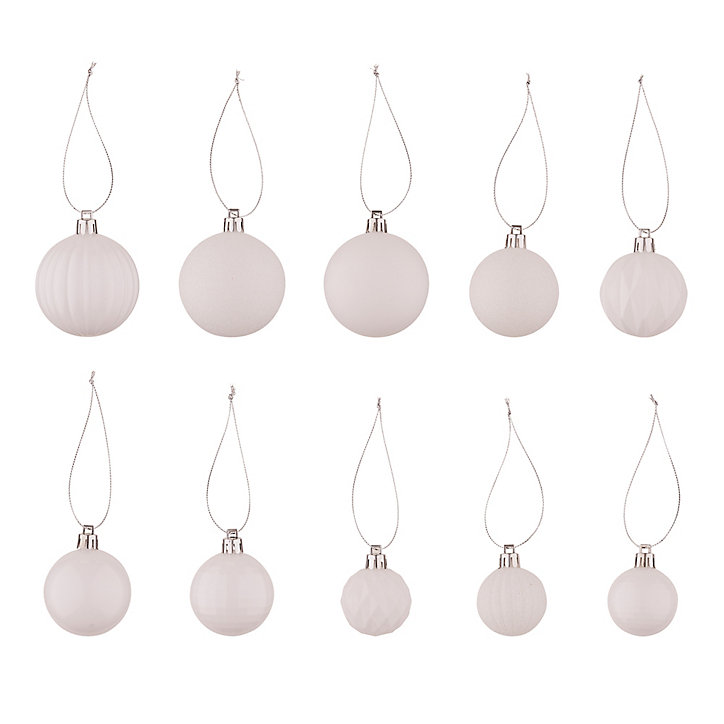 Assortiment de 20 boules de noel couleur blanc
