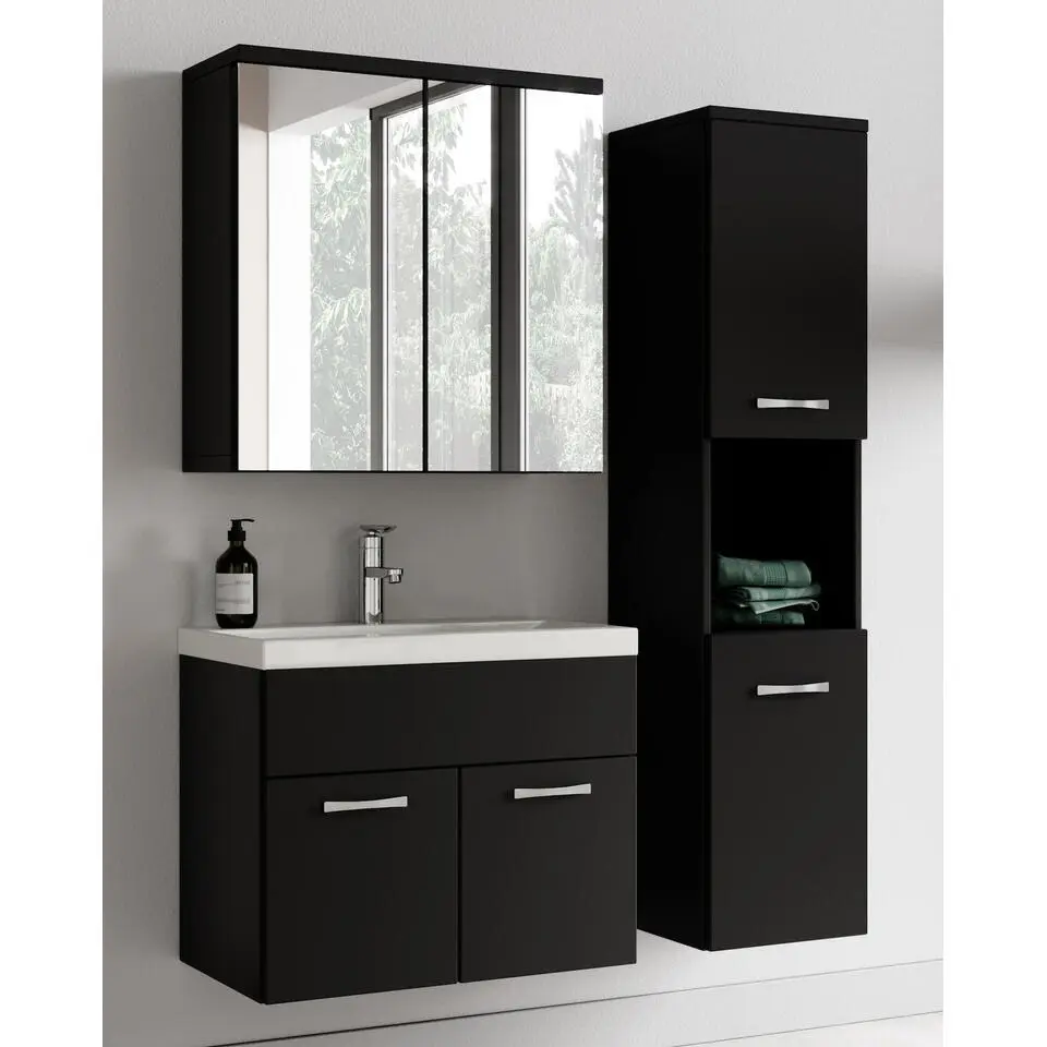 Badplaats Badkamermeubel Set Montreal 60 cm- Zwart Mat - Badmeubel met