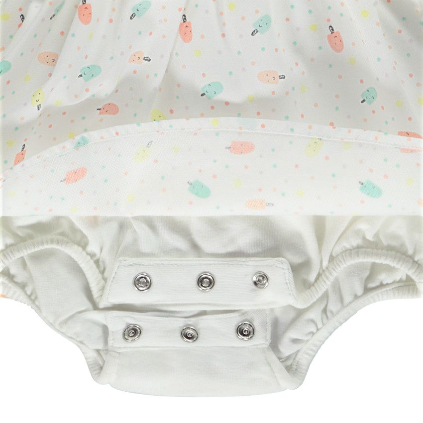 Robe body 2 en 1 imprimé glaces pour bébé fille - Blanc