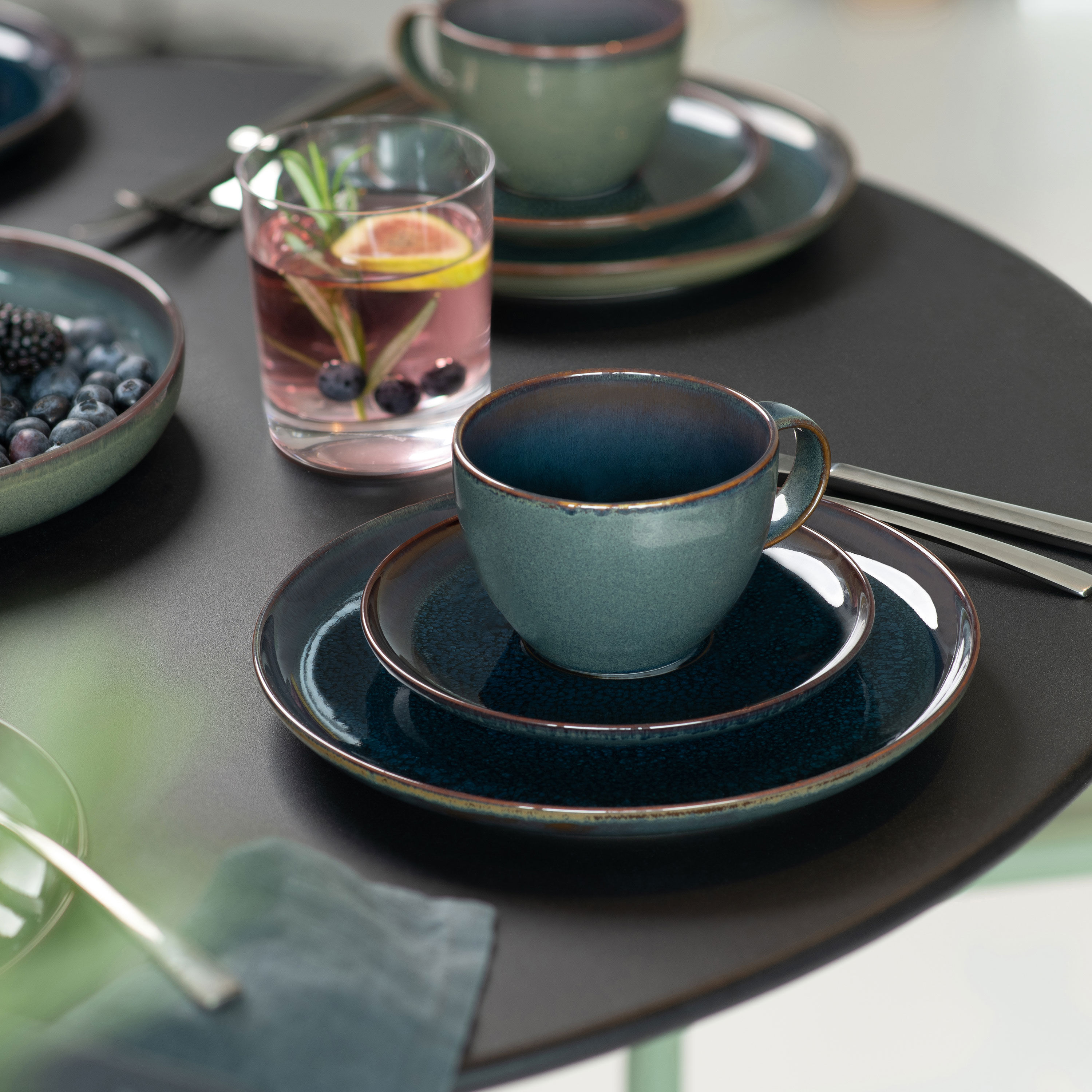 Crafted Coffee cup saucer Blue, 5.9'', Premium Porcelain