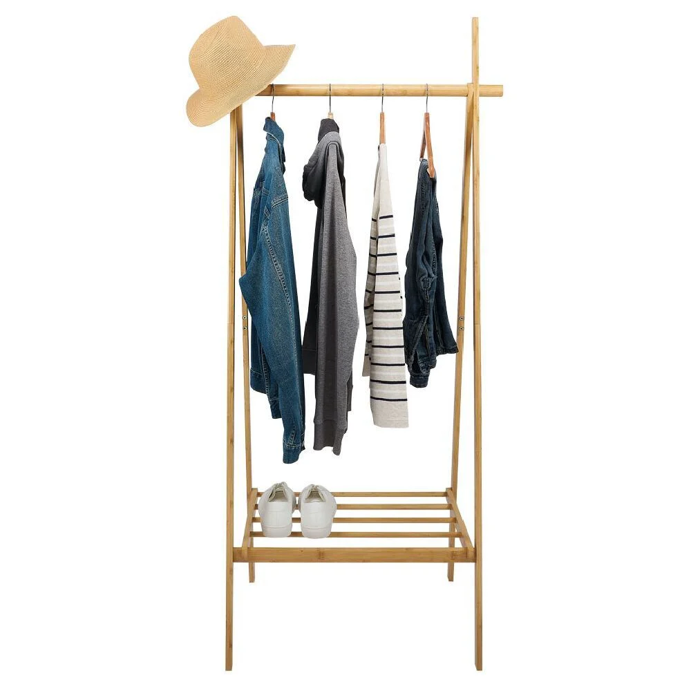 Penderie avec étagère 75xH160x47cm bambou verni
