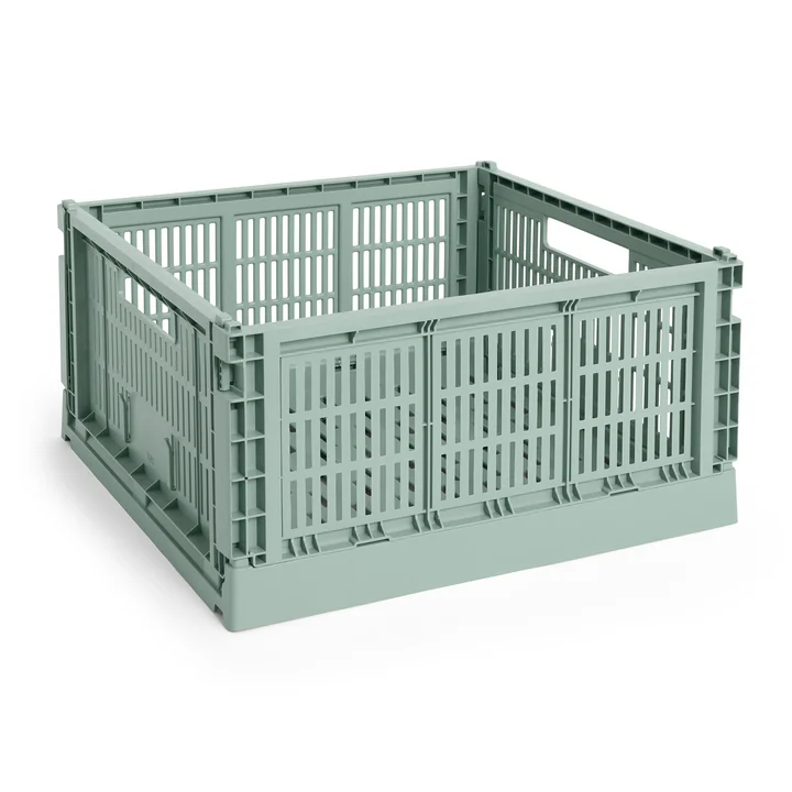 HAY - Colour Crate Korb Square L, 42 x 42 cm, salbeigrün, recycled