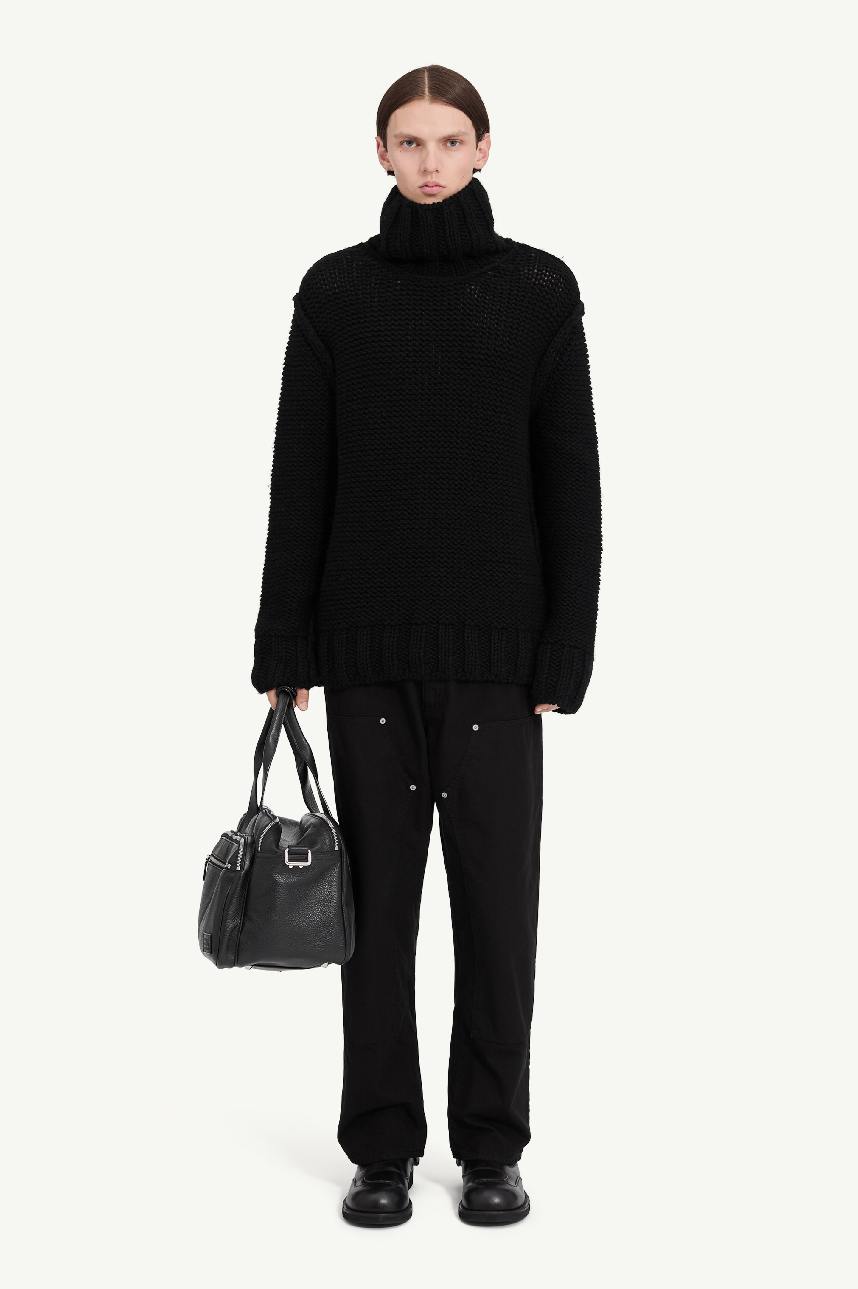 Pull à col roulé en laine vierge pour homme | MM6 Noir