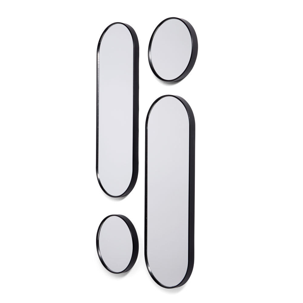 Lot de 4 miroirs ronds et ovales noirs