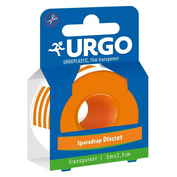 Fita adesiva transparente Urgo UrgoPlastic em rolo, 5 m x 2,5 cm