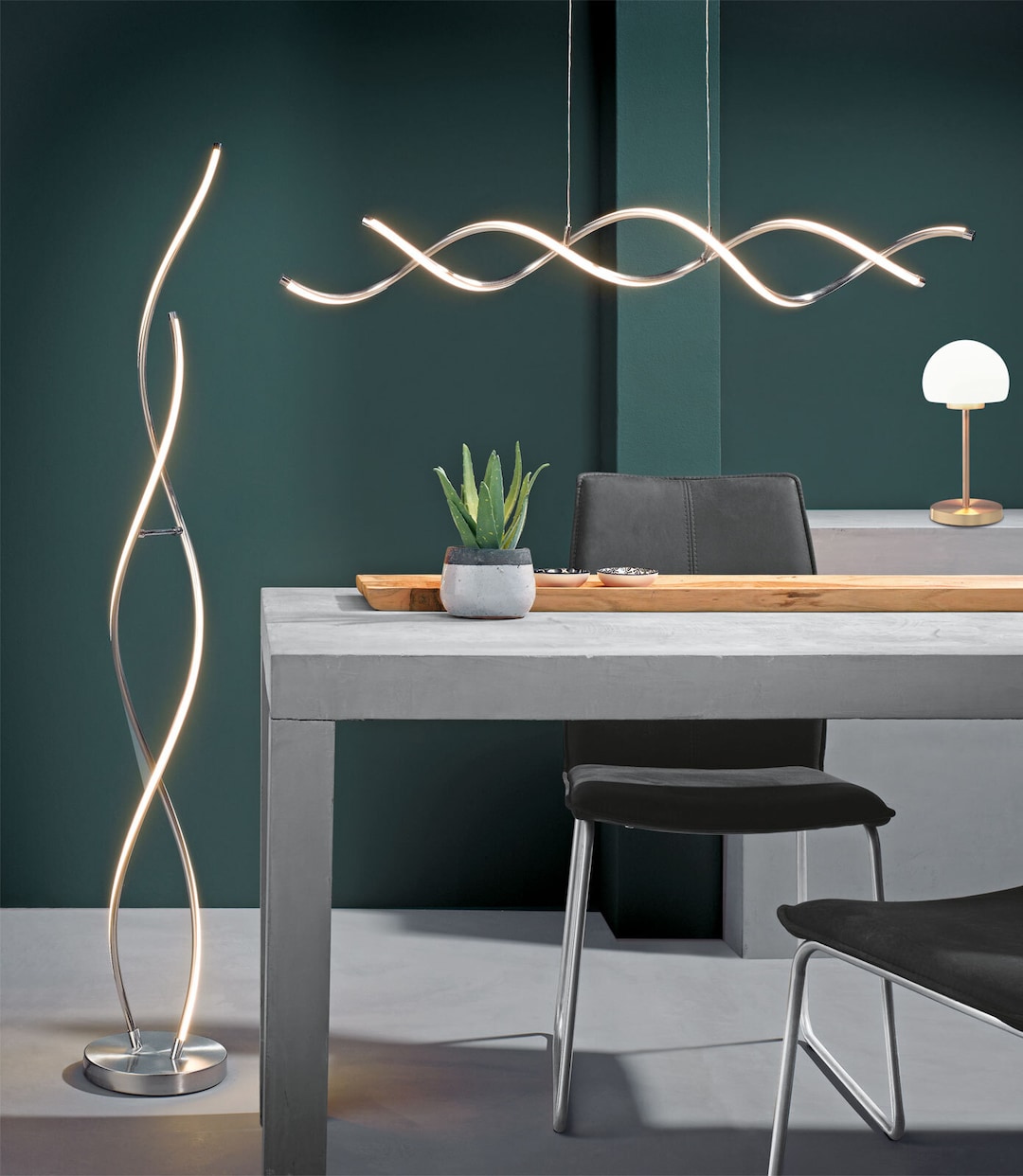 casaNOVA LED Tischlampe CORBY nickelfarbig /Glas weiß