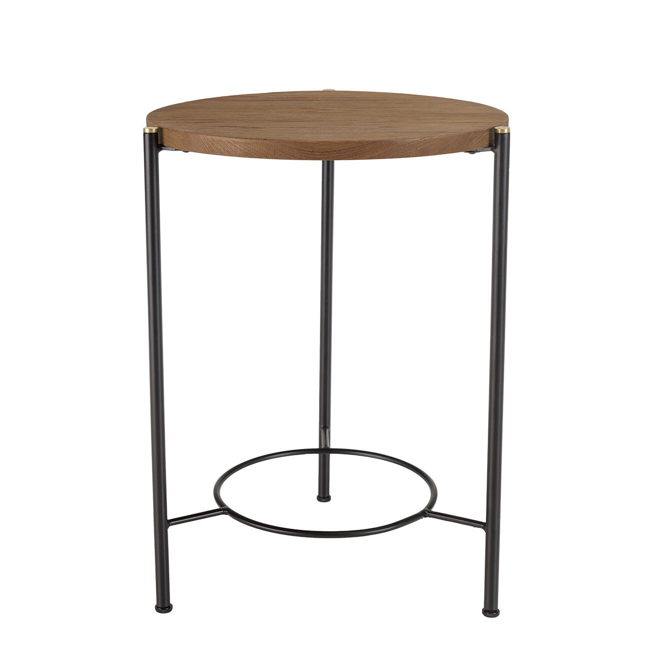 Macabane Table d'appoint ronde 3 pieds en métal noir Sixtine bois - 40x42x55 cm