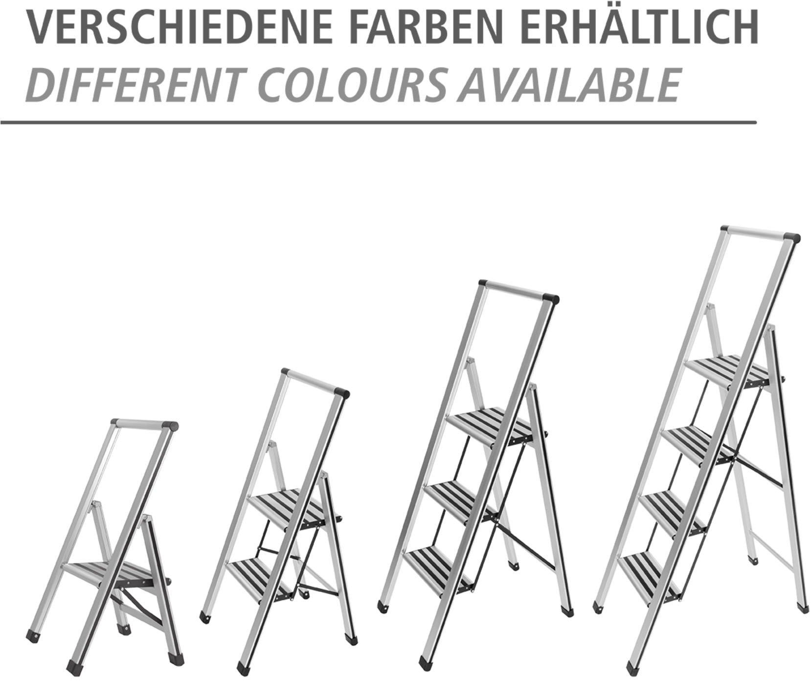 WENKO Trittleiter »Modell Alu-Design« Klapptritt Leiter, rutschsichere XXL-Stufen, klappbar, bis 150 kg
