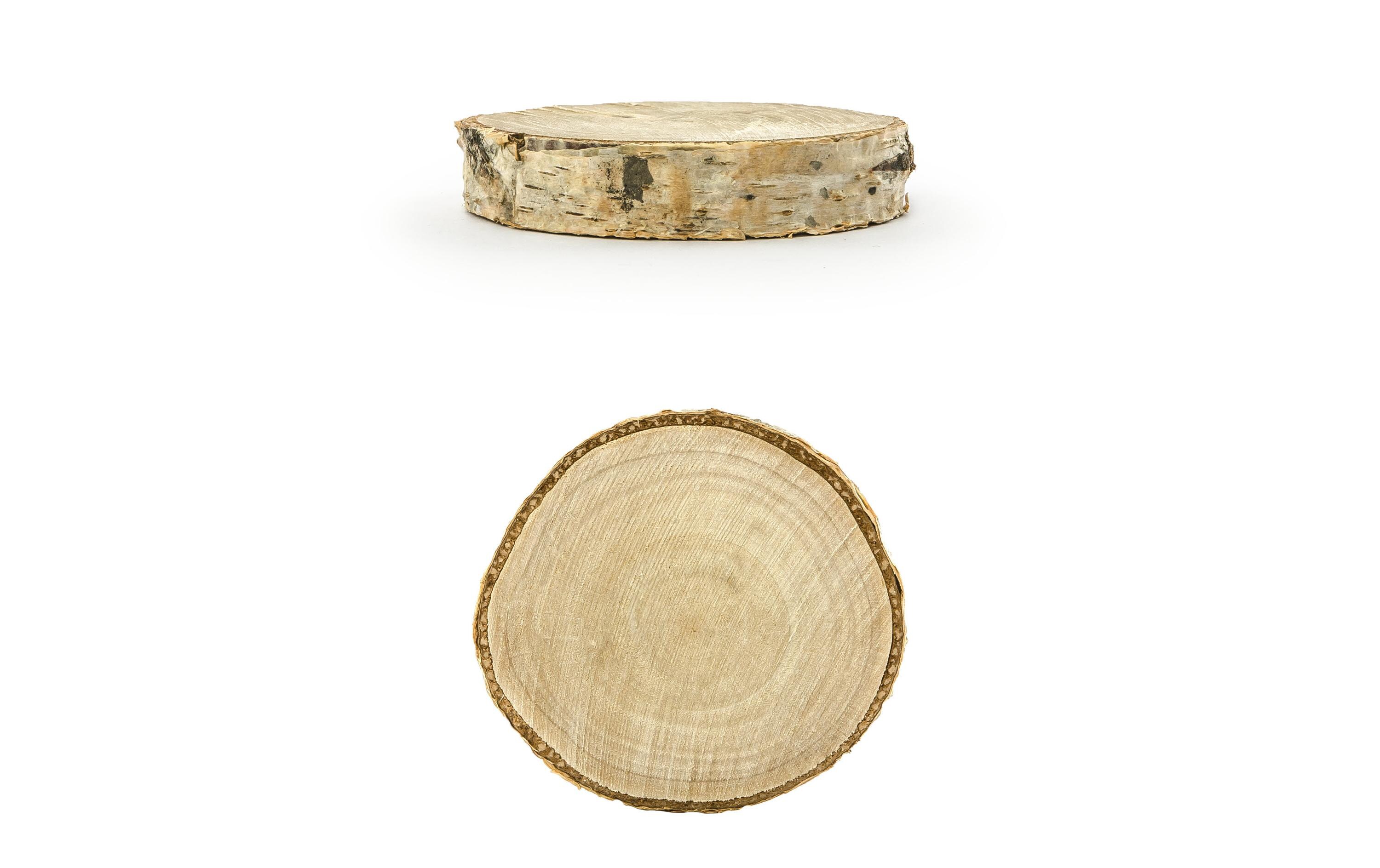 Tischkarte Holzscheibe Ø 4.5-6.5 cm H: 1 cm, 20 Stück, BraunPlatzkarte für den gedeckten Tisch an der Hochzeit und Festen wie Geburtstagspartys oder Silvester