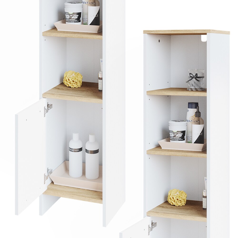 Vicco Hochschrank Badschrank Badezimmerschrank Elvio Weiß Sonoma Badmöbel Fächer