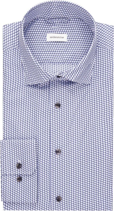 Seidensticker Performance shirt Slim Long sleeve Kent-Collar Print Blue