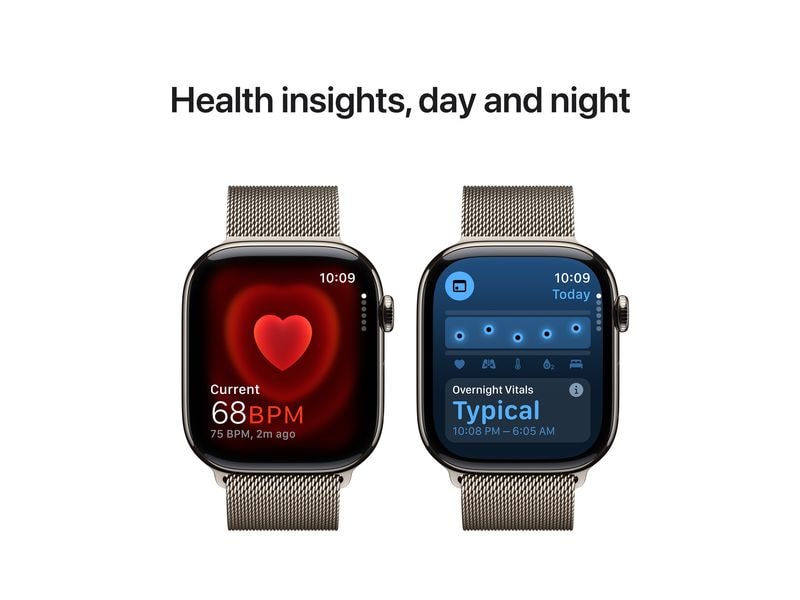 Apple Watch Series 10 46 mm LTE Natural Titanium Loop Milan Eine glatte Zehn