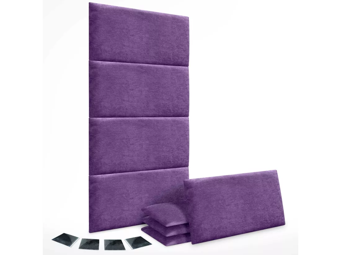 DHOME Lot de 8 Panneaux Rembourrés en Tissu Aqualine Autocollants pour Mur Acoustiques Absorbants Protection contre les Chocs (Lilas, 60x50cm, x8)