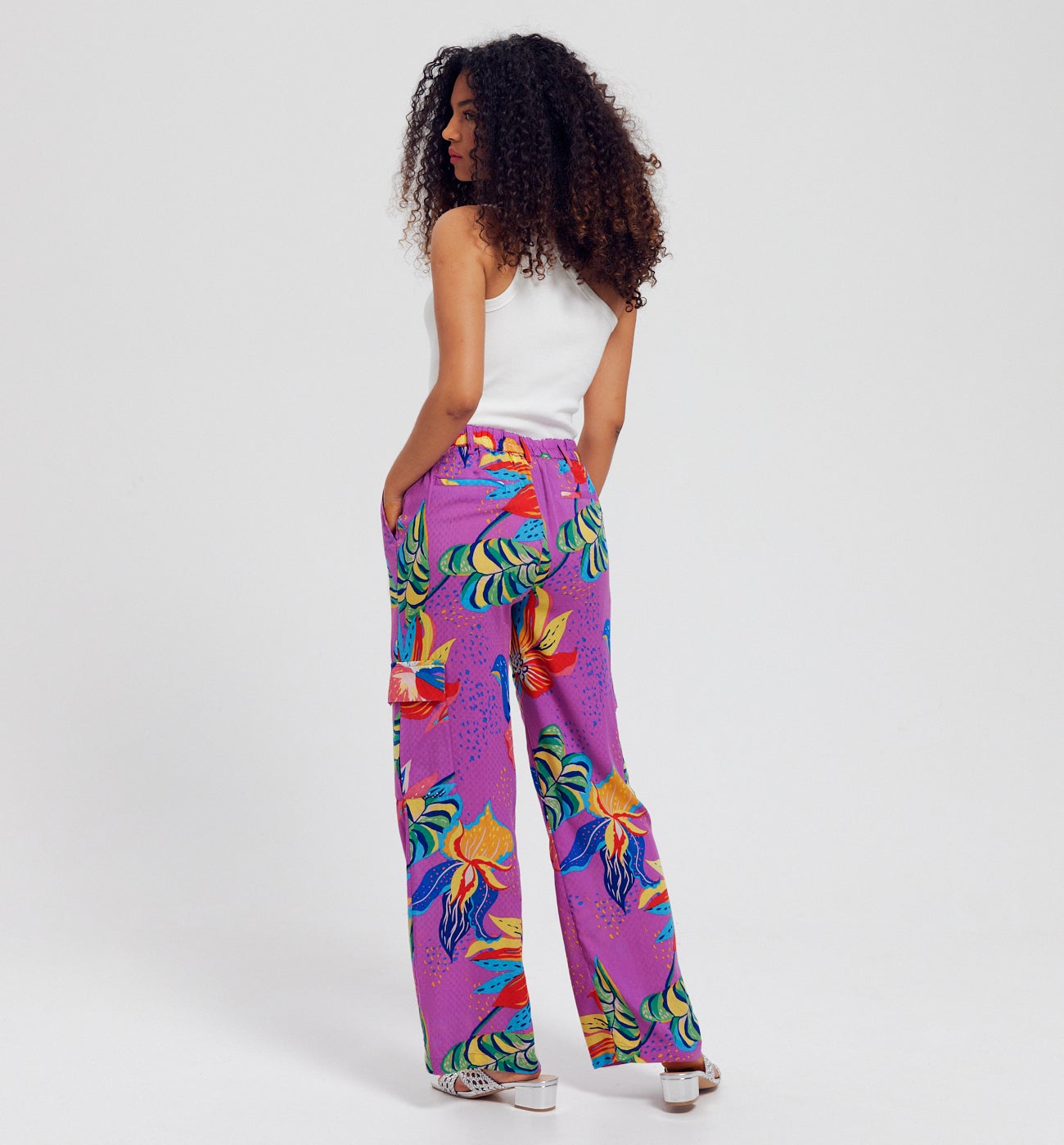 Pantalon cargo imprimé Femme - Imprimé violet