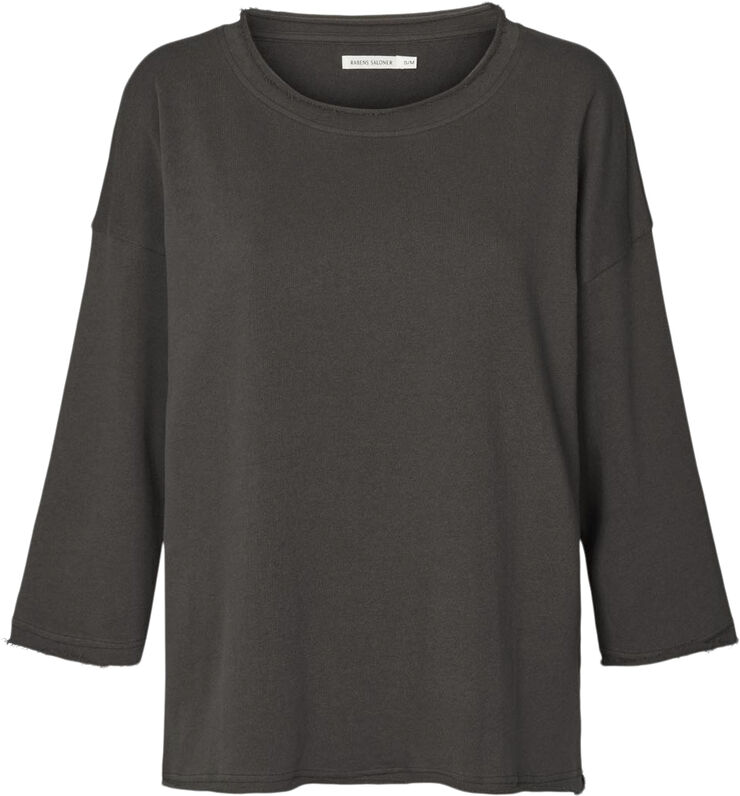 Rabens Saloner Light stretch 3/4 sleeve top - Dena Faded black