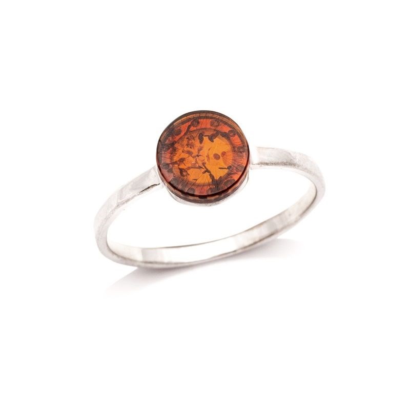 BAGUE ARGENT RHODIE AMBRE COGNAC