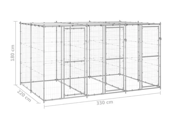 Chenil extérieur cage enclos 330 x 220 x 180 cm 02_0000445