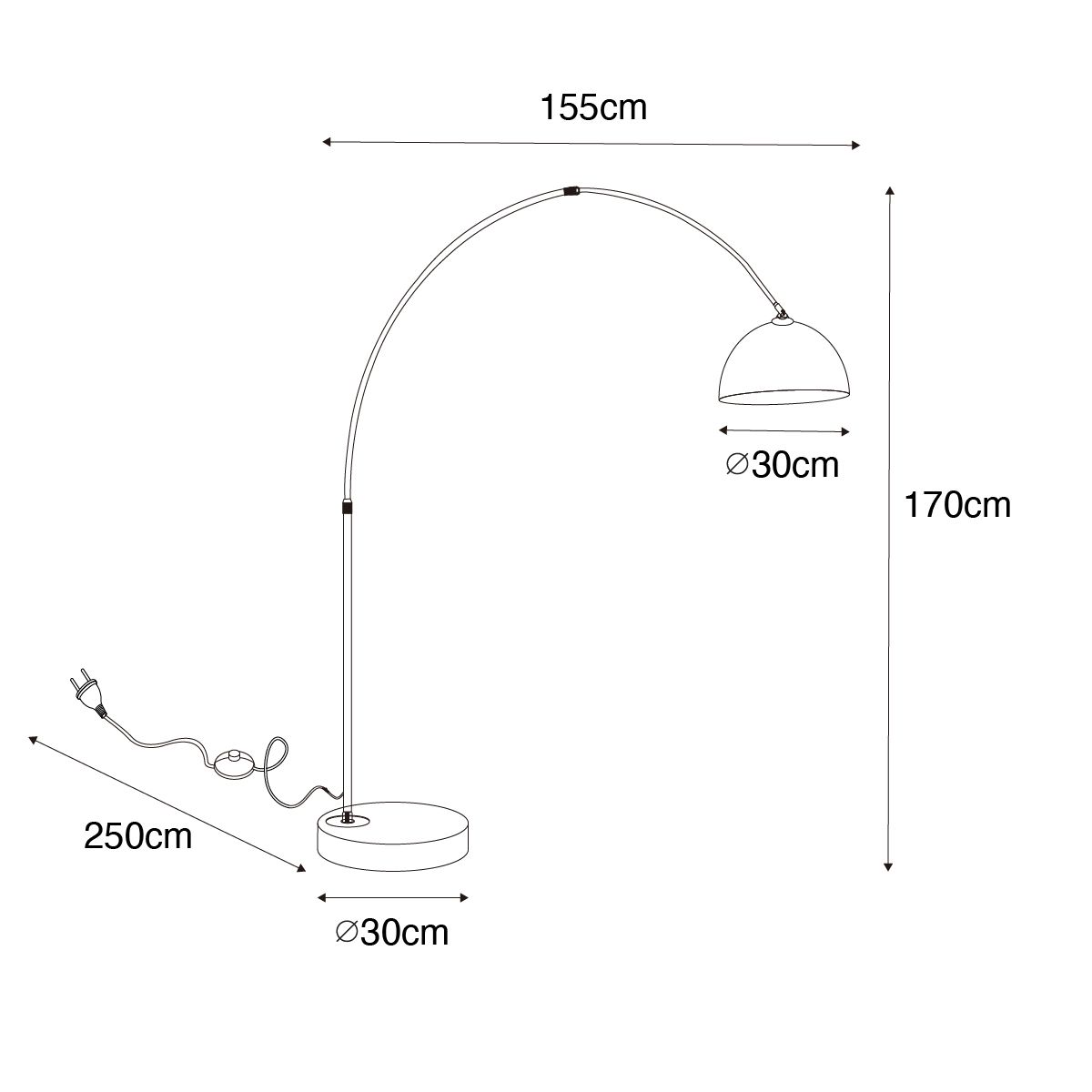 Moderne booglamp messing met helder glas - Arc