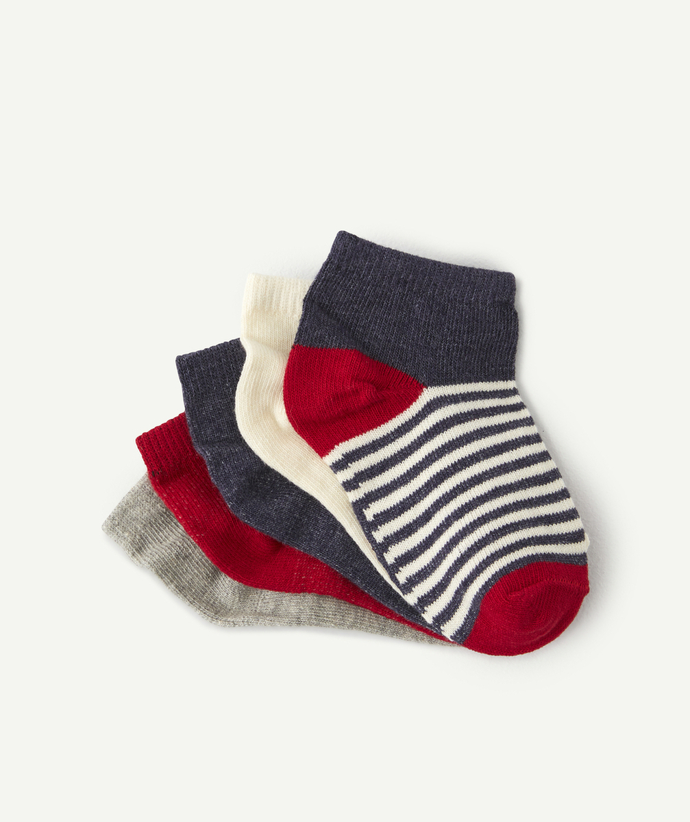 LOT DE 5 CHAUSSETTES COLORÉES ET RAYÉES BÉBÉ GARÇON