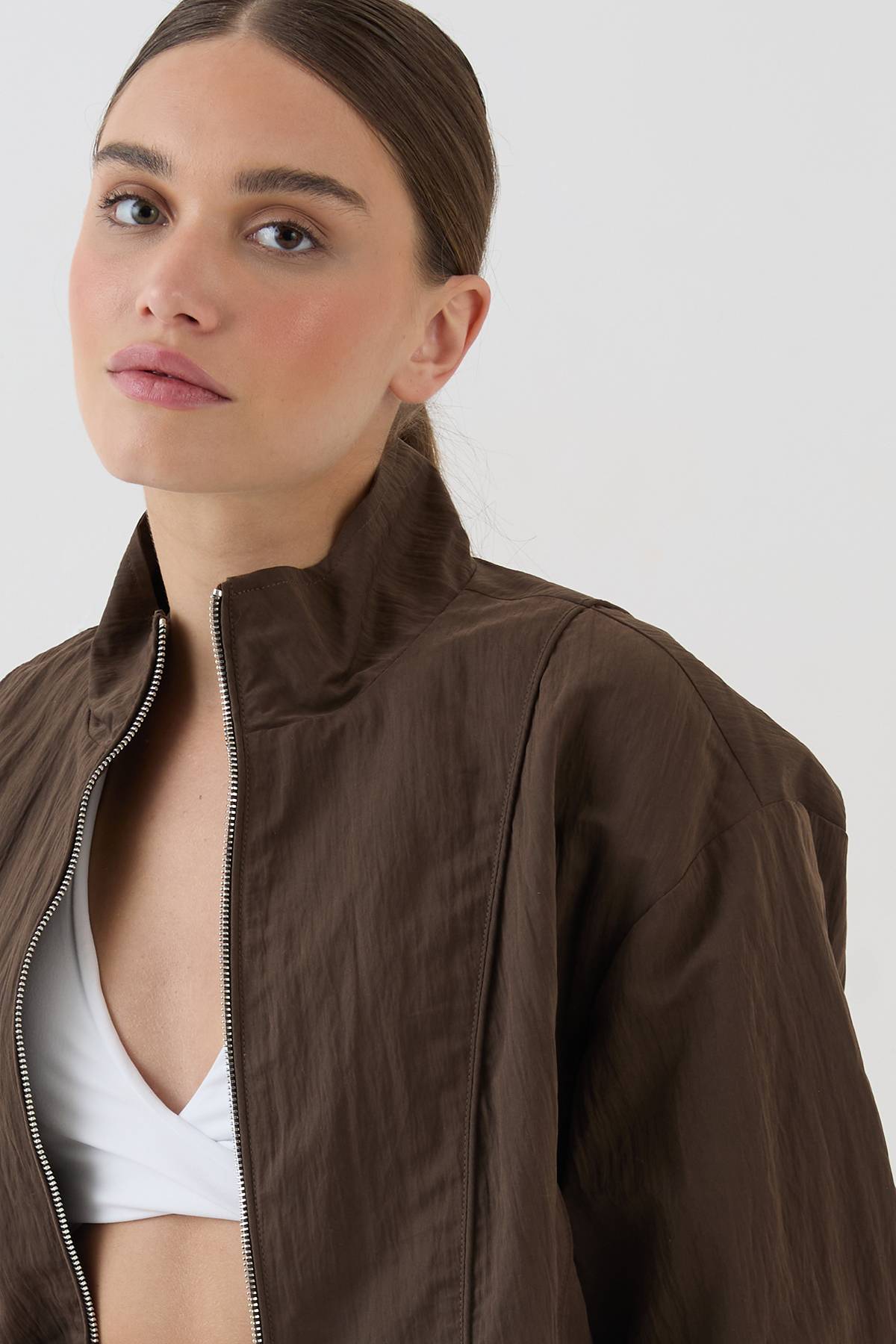 Veste À Col Montant Effet Peau De Pêche Dsgn Studio