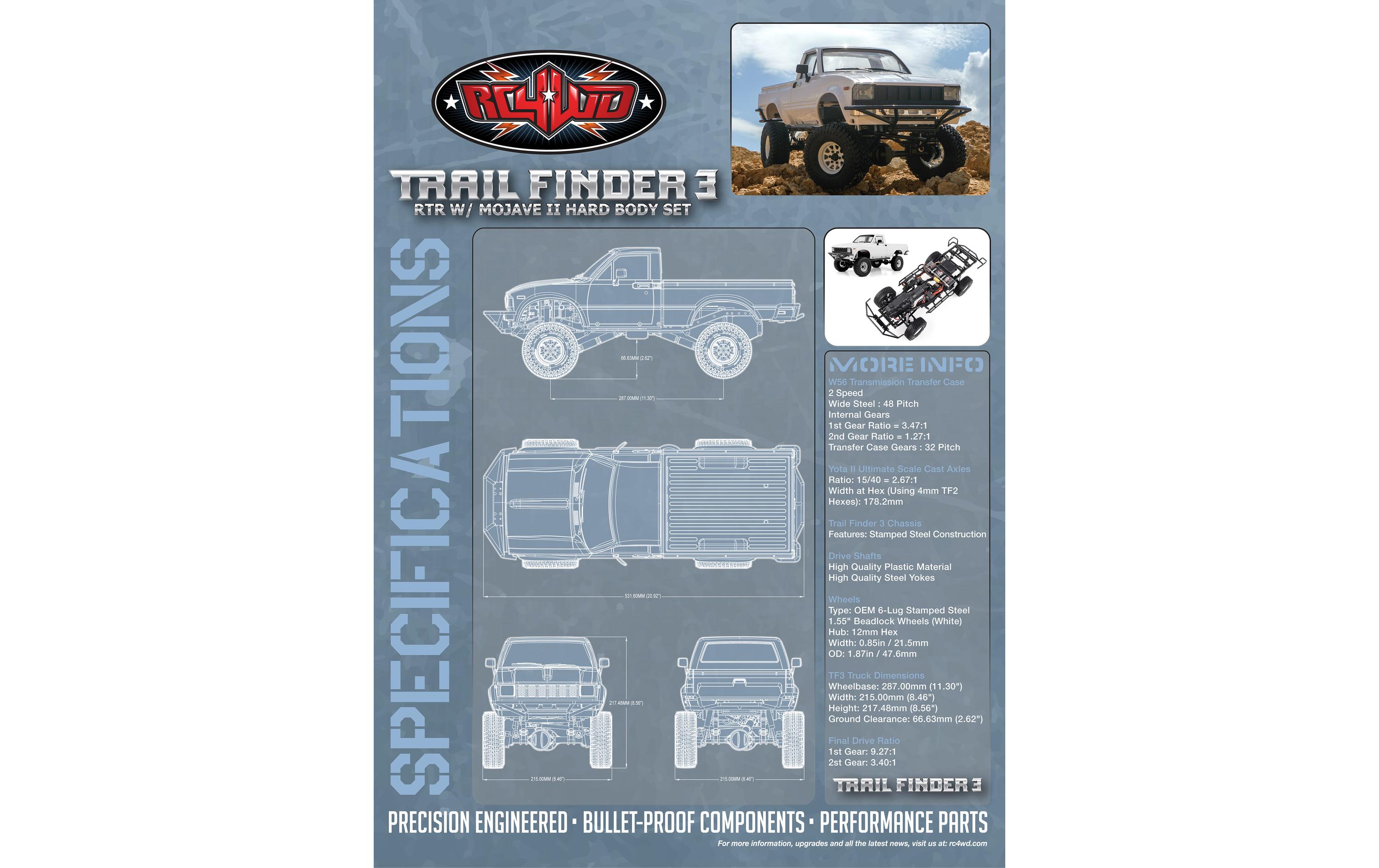 Scale Crawler Trail Finder 3 Mojave II RTR, 1:10<br>Trailfinder 3 Crawler Chassis mit Mojave II Hardbody Karosserie im RTR Set