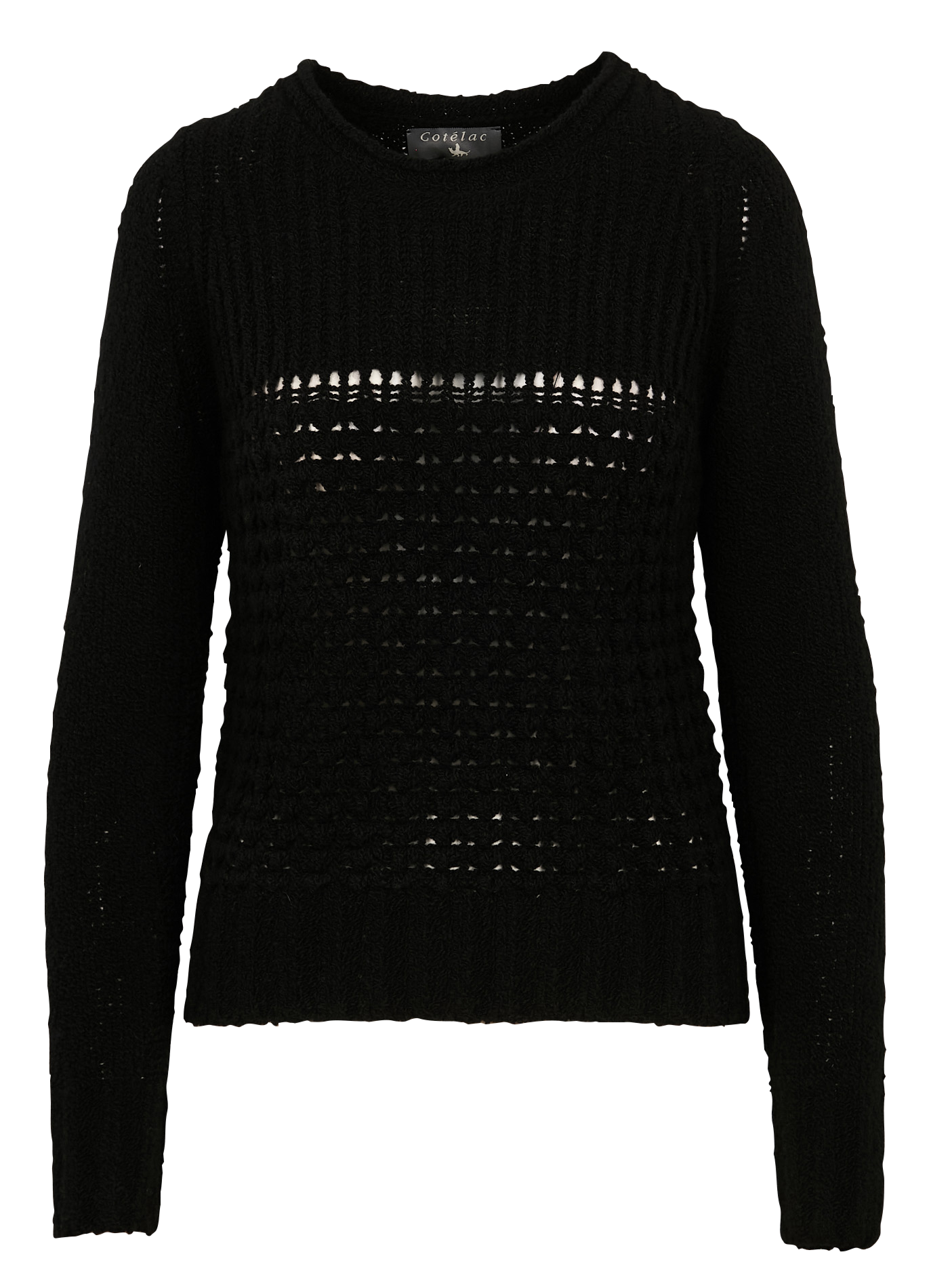 Pull droit col rond en laine mélangée | Noir