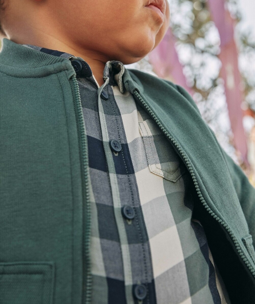 GILET ZIPPÉ BÉBÉ GARÇON EN FIBRES RECYCLÉES VERT