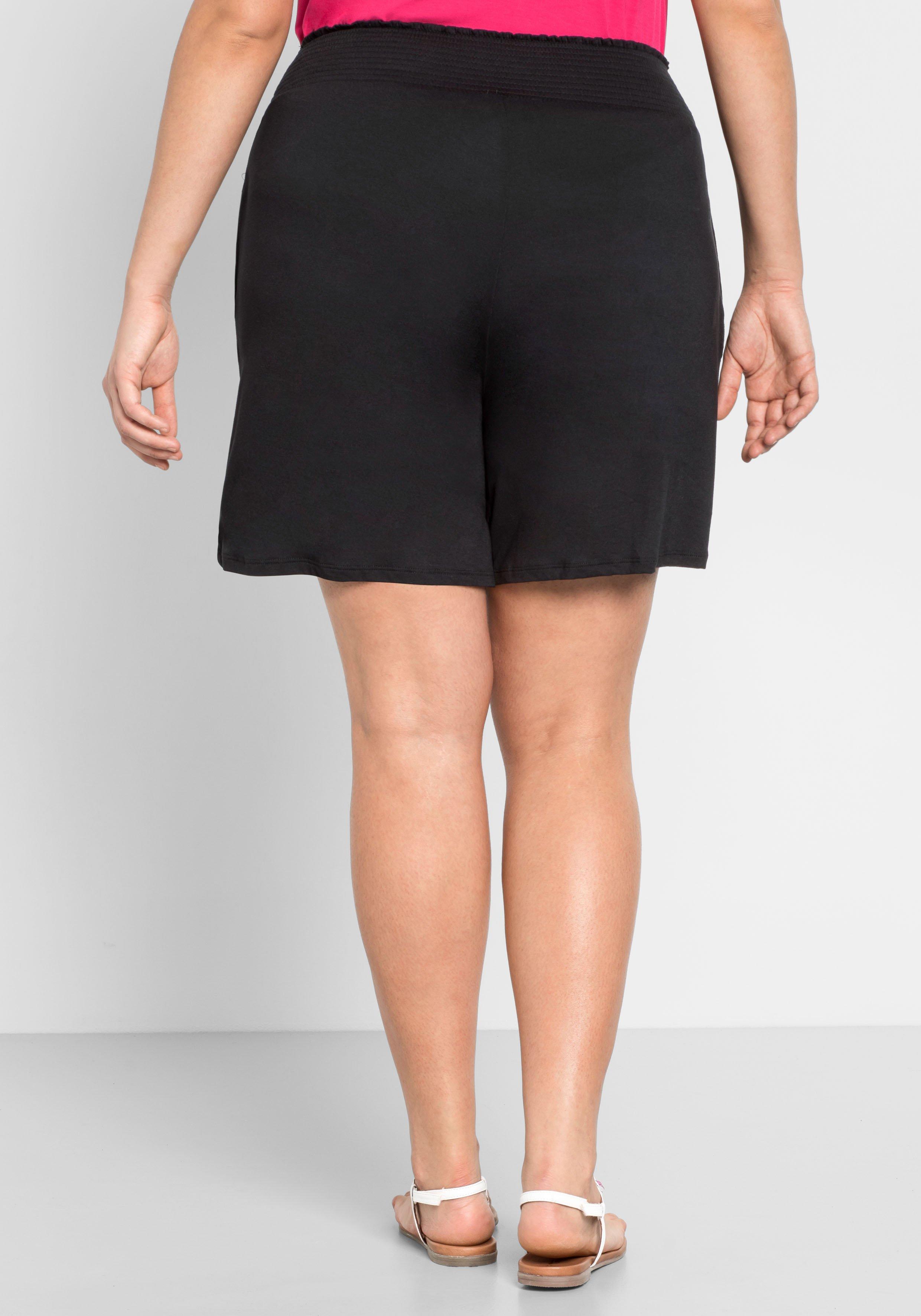 Jerseyshorts mit Smokbund und zwei Taschen